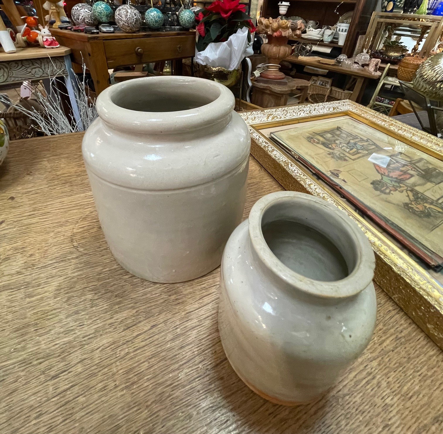 Duo de pots en grès gris