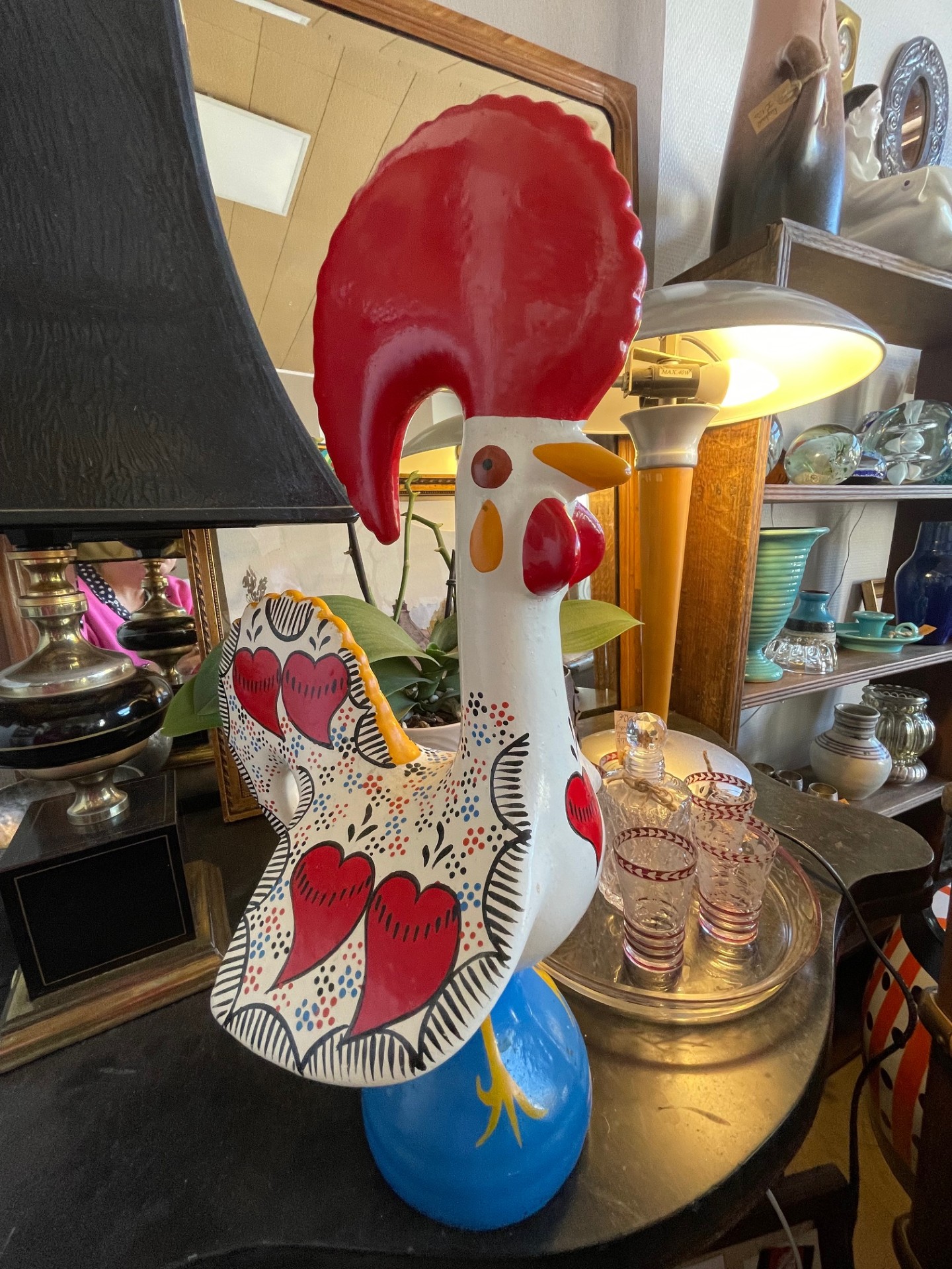 Coq en céramique multicolore