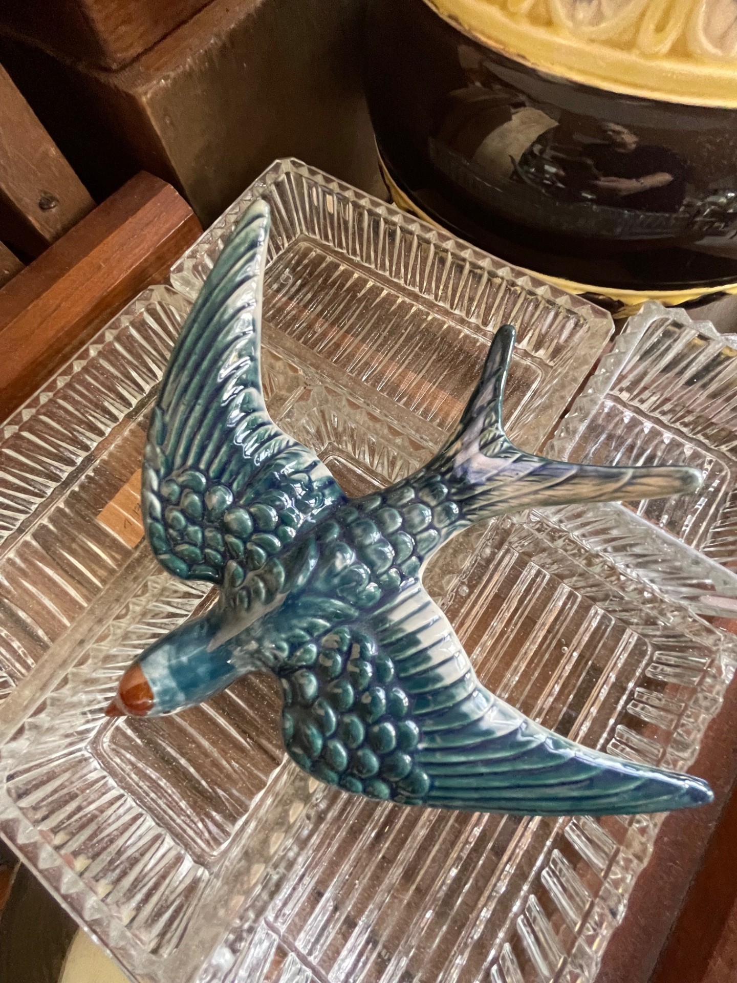 Oiseau faïence bleu clair
