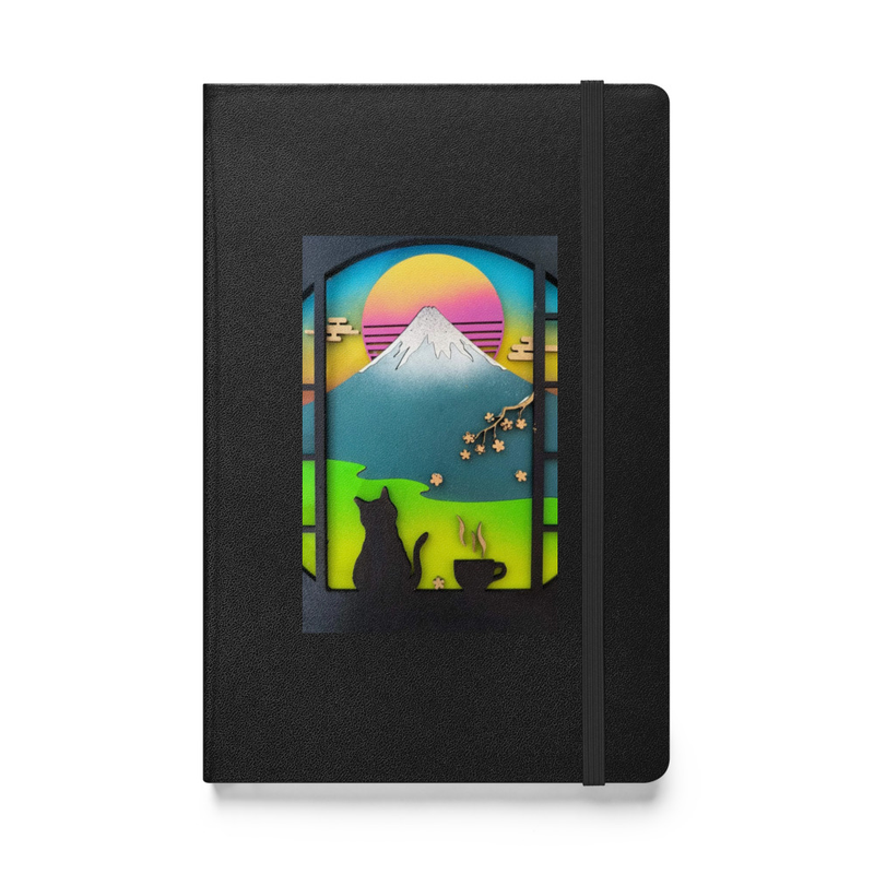 carnet de note mont Fuji et chat