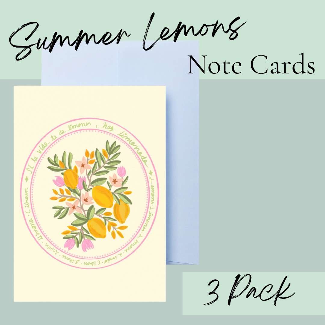 Summer Lemons Note Cards | Tarjeta de celebración de Verano