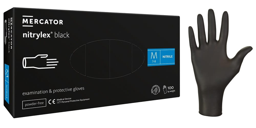 Nitrylex pirštinės M (juodos)