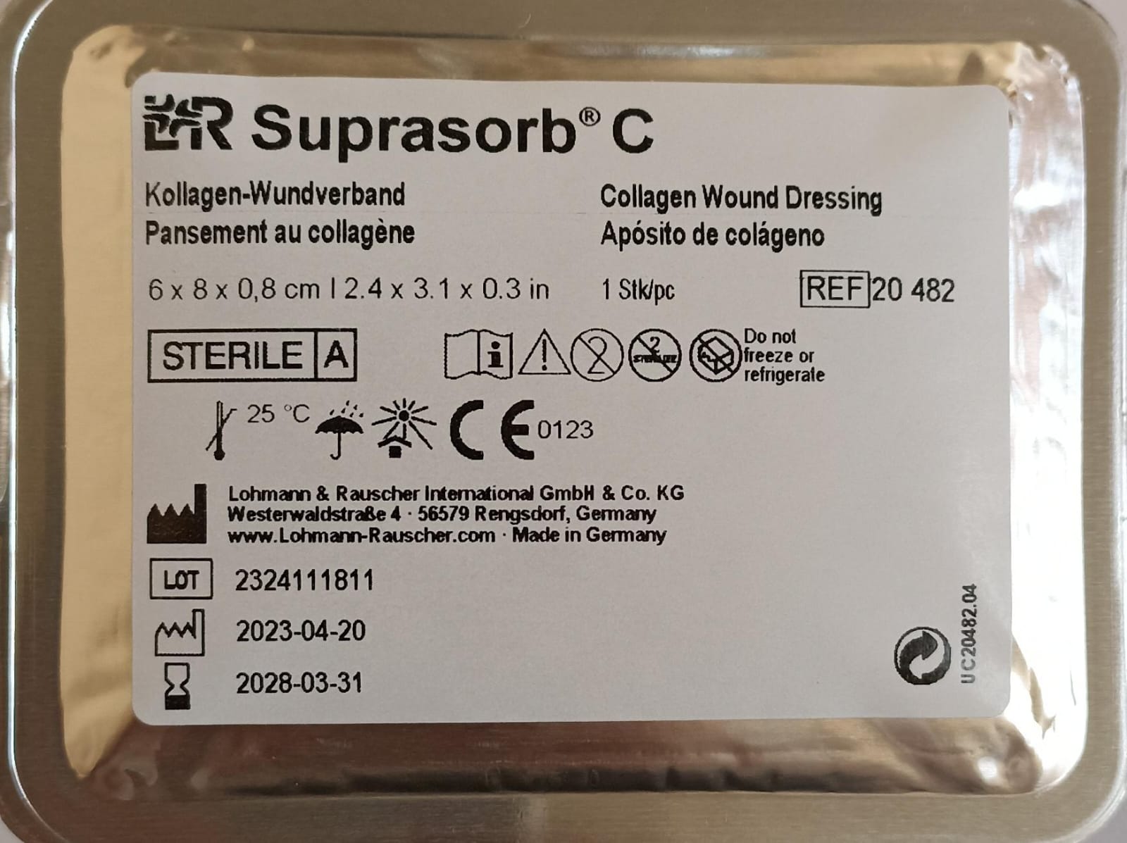 (1 pza) Suprasorb C 6X8 Apósito de Colágeno para Heridas