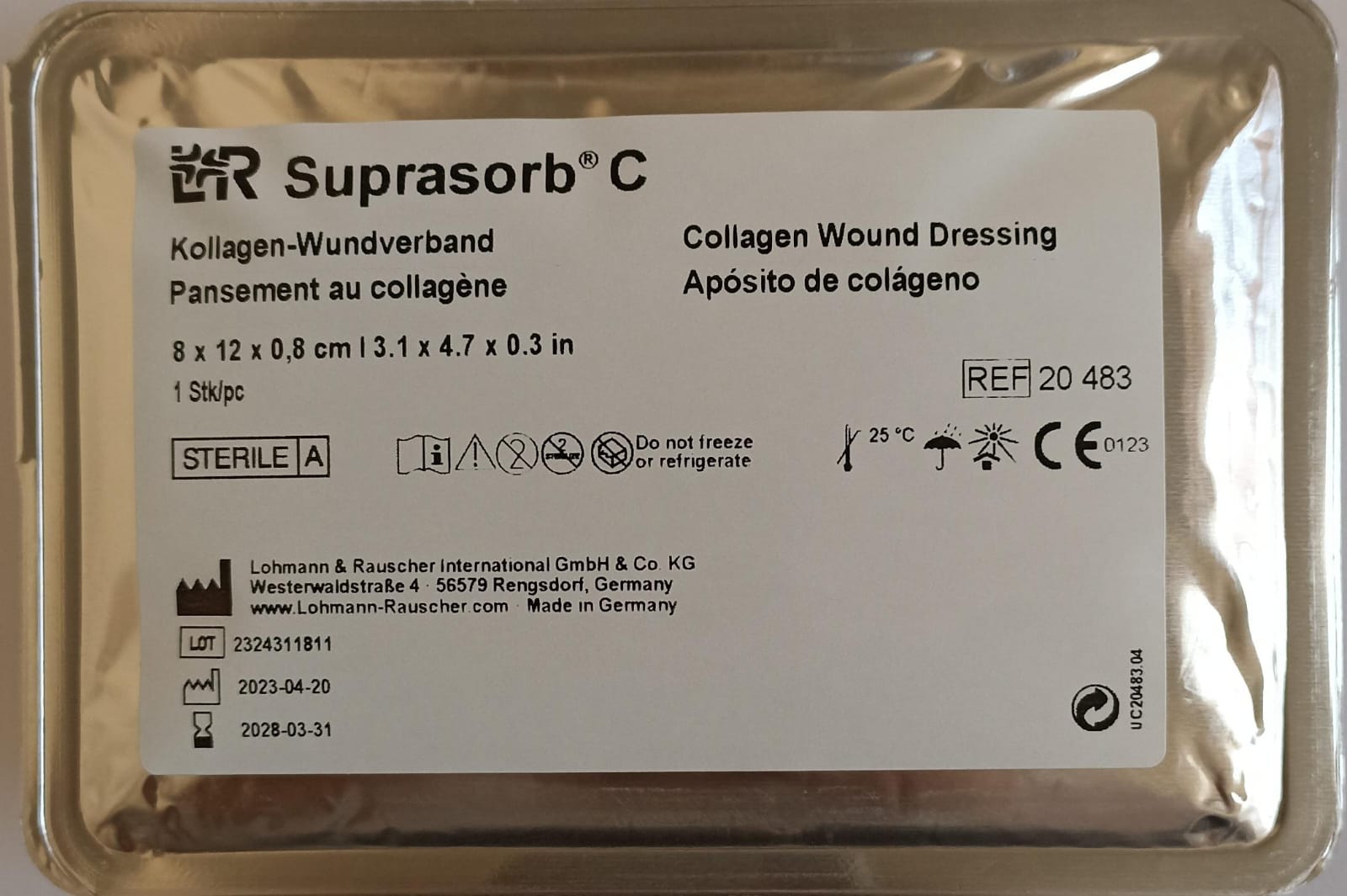 (1 pza) Suprasorb C 8x12 Apósito de Colágeno para Heridas