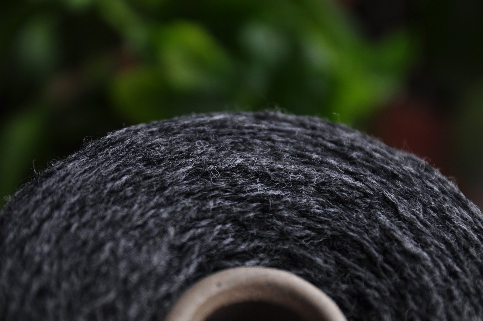 Undyed dark grey wool yarn