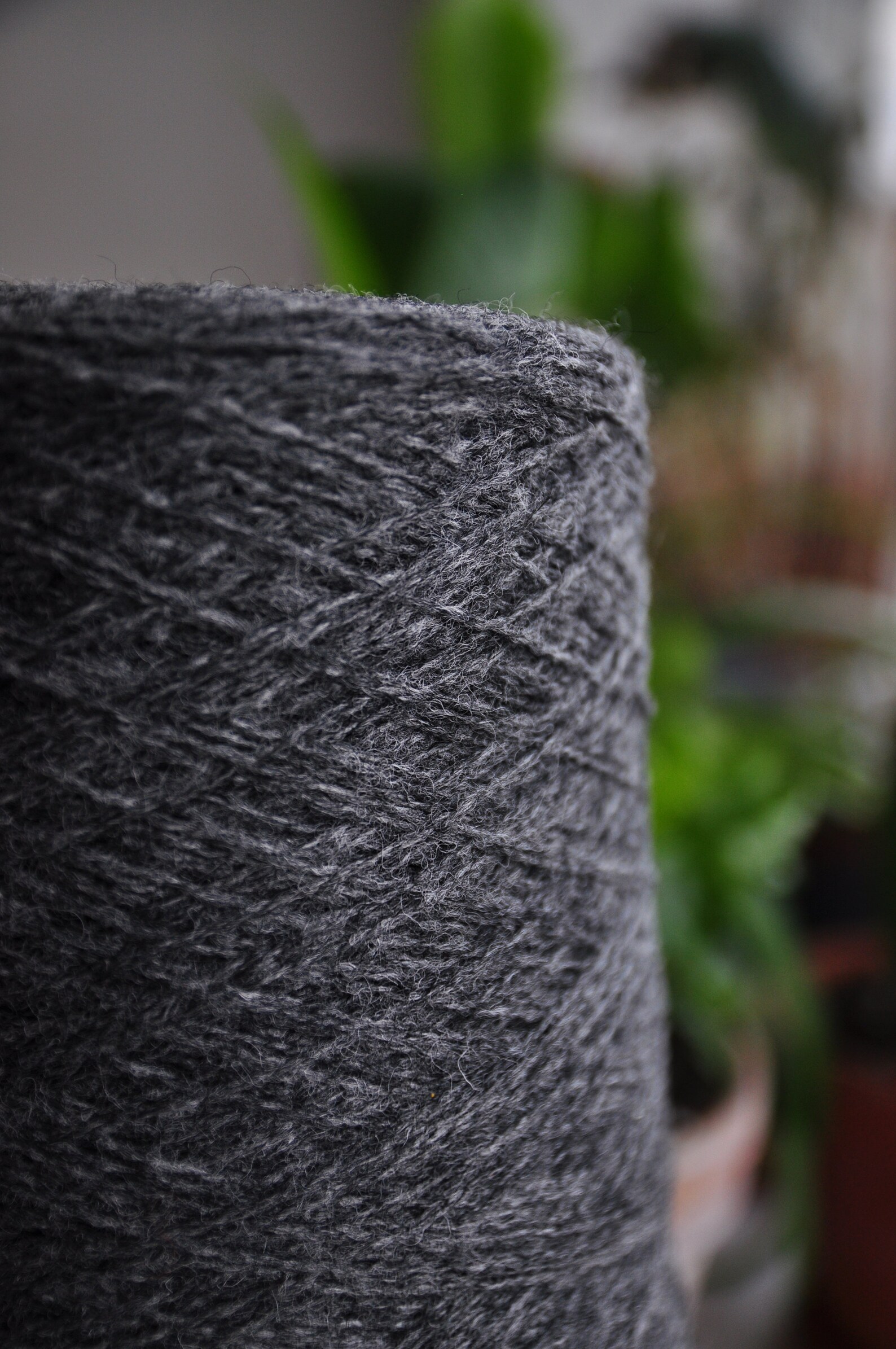 Undyed dark grey wool yarn