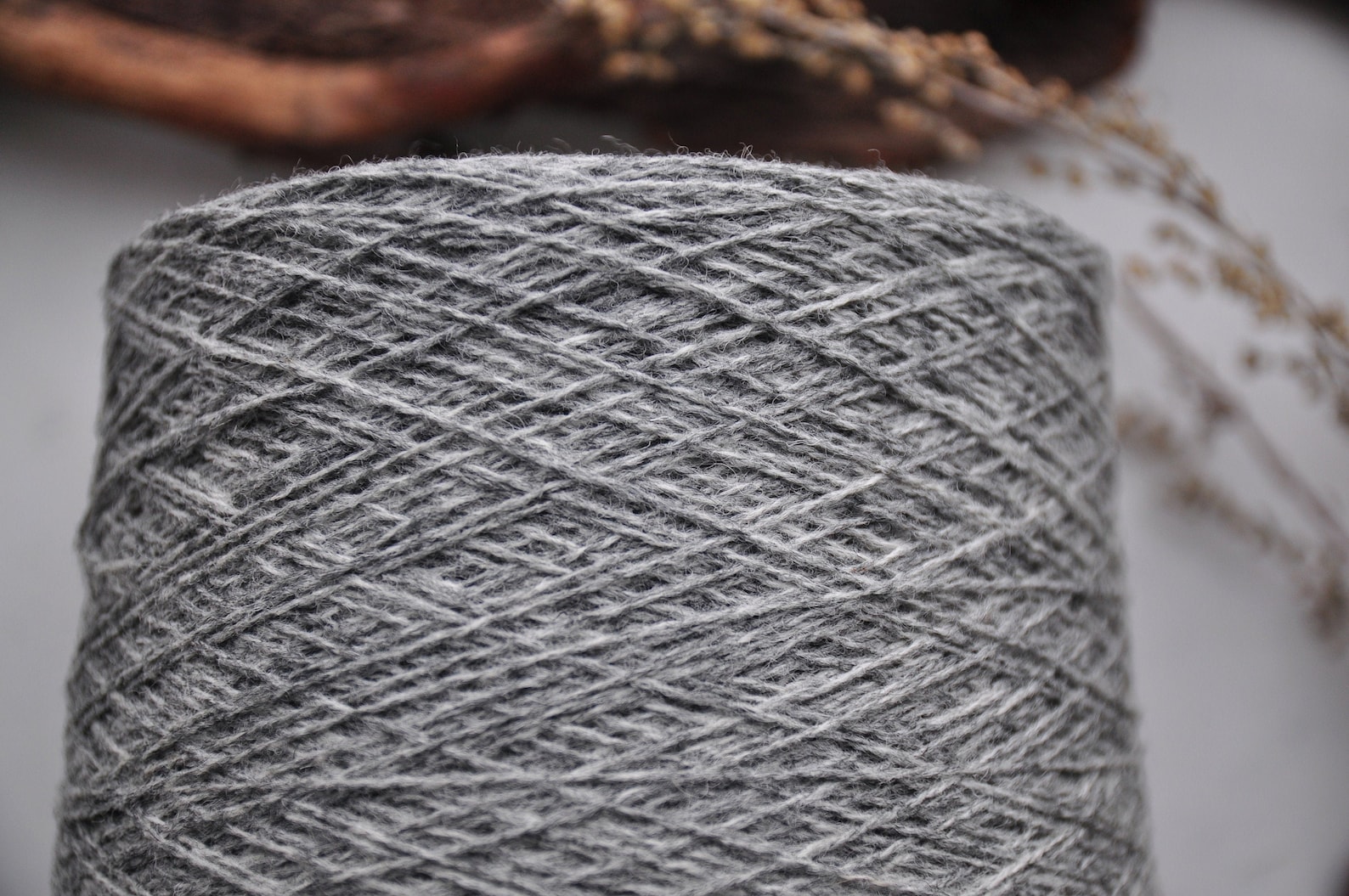 Undyed medium grey wool yarn