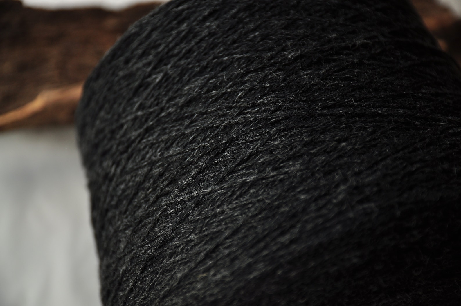 Undyed charcoal black wool yarn