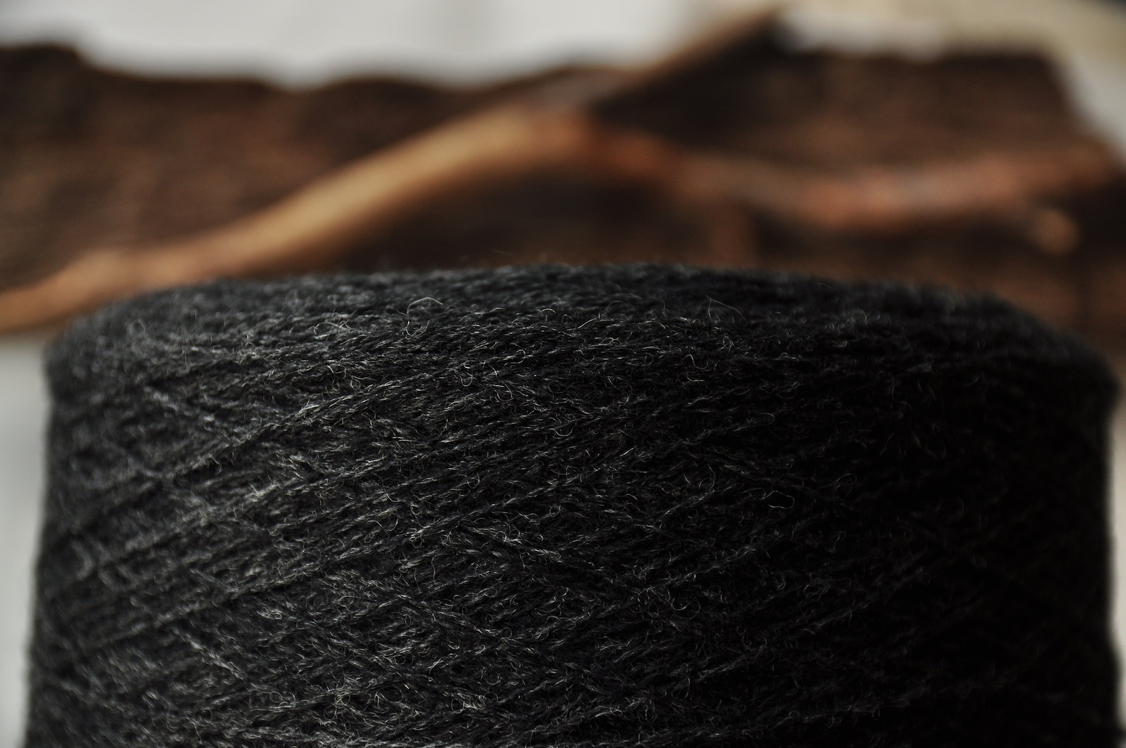 Undyed charcoal black wool yarn