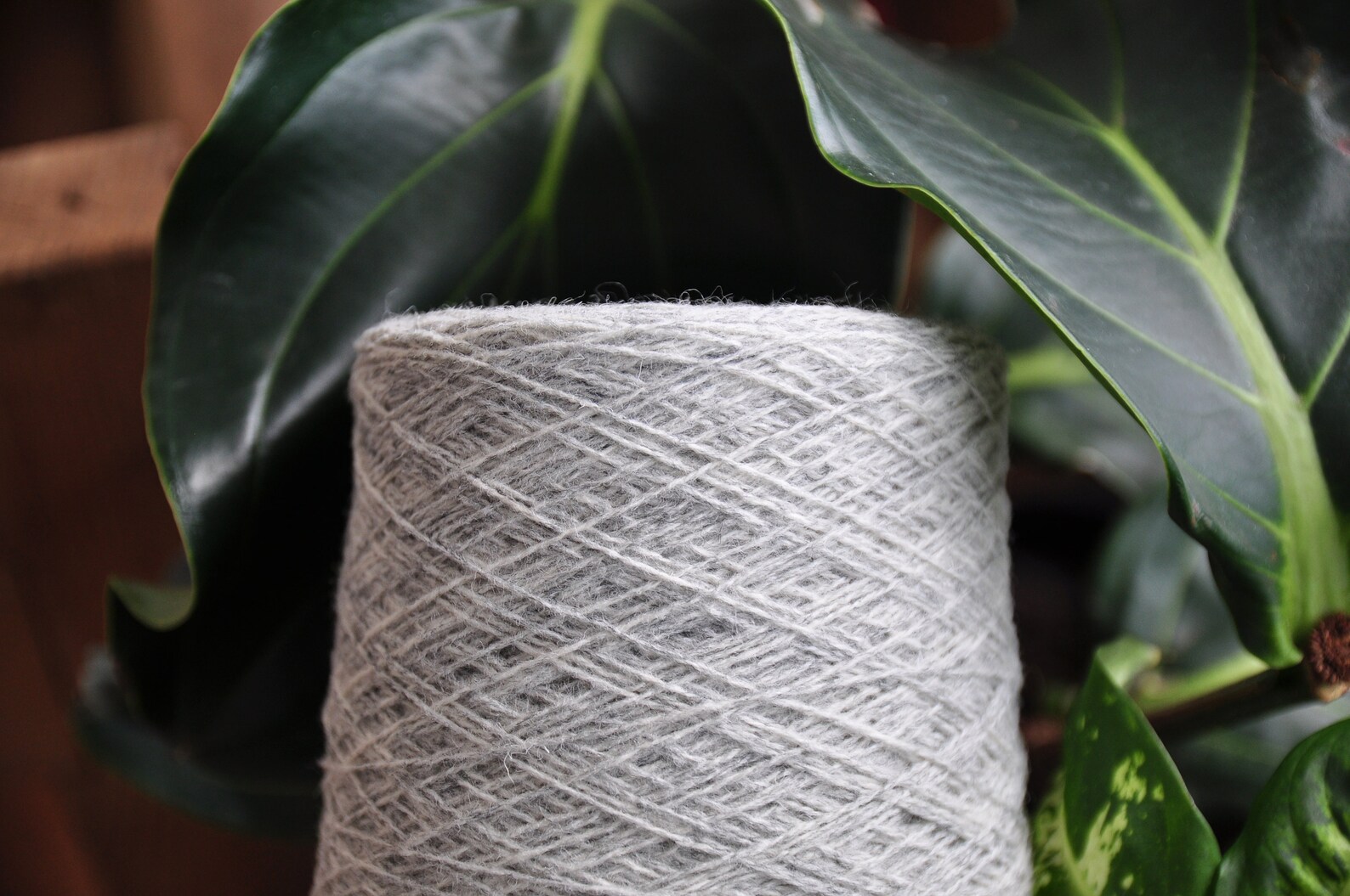 Undyed light grey wool yarn