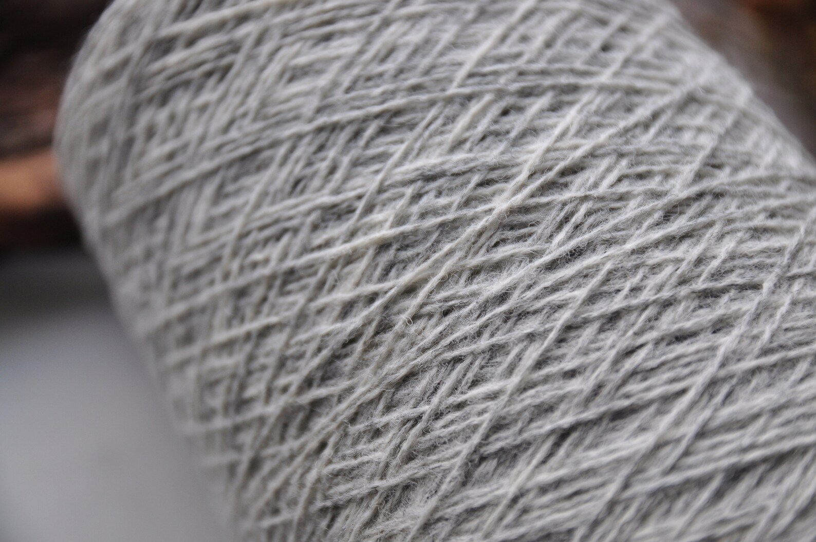 Undyed light grey wool yarn