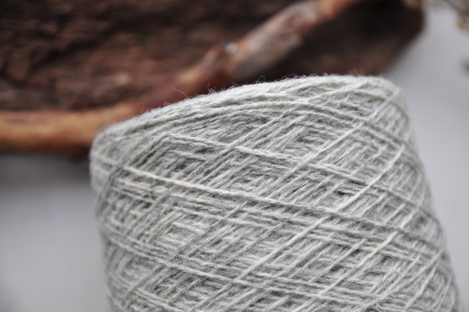 Undyed light grey wool yarn