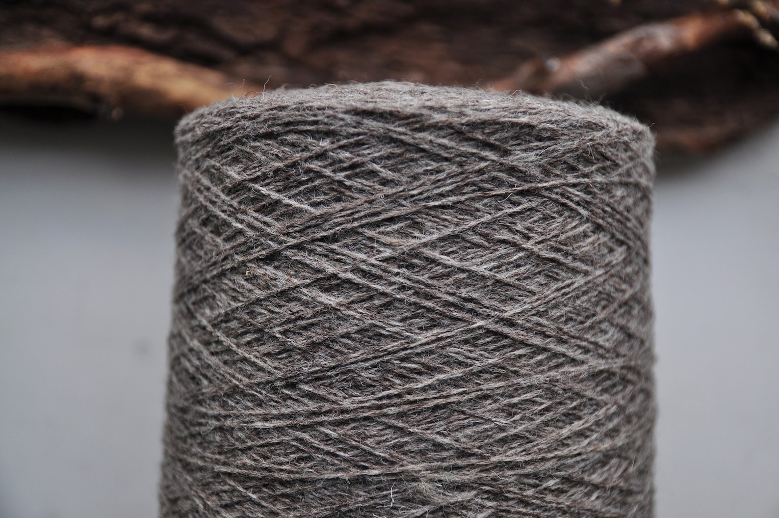 Undyed grey taupe wool yarn