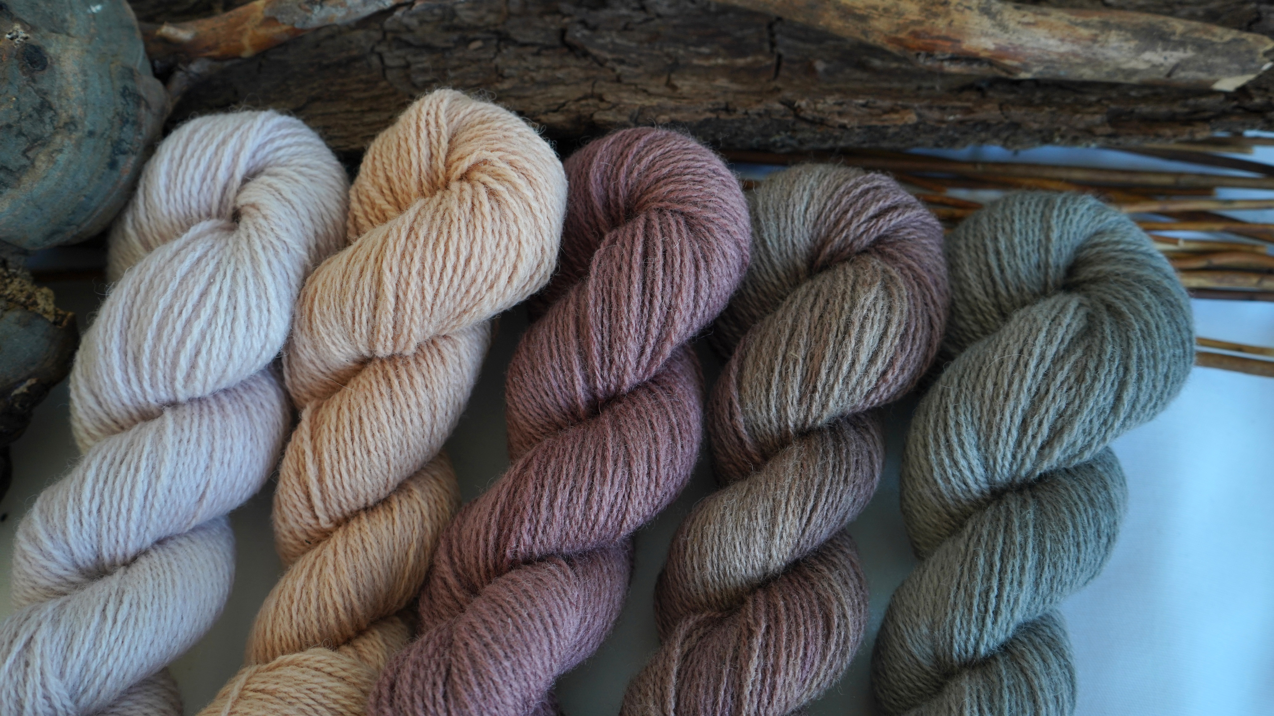 Plant dyed wool yarn set "Rosewood", 250 g