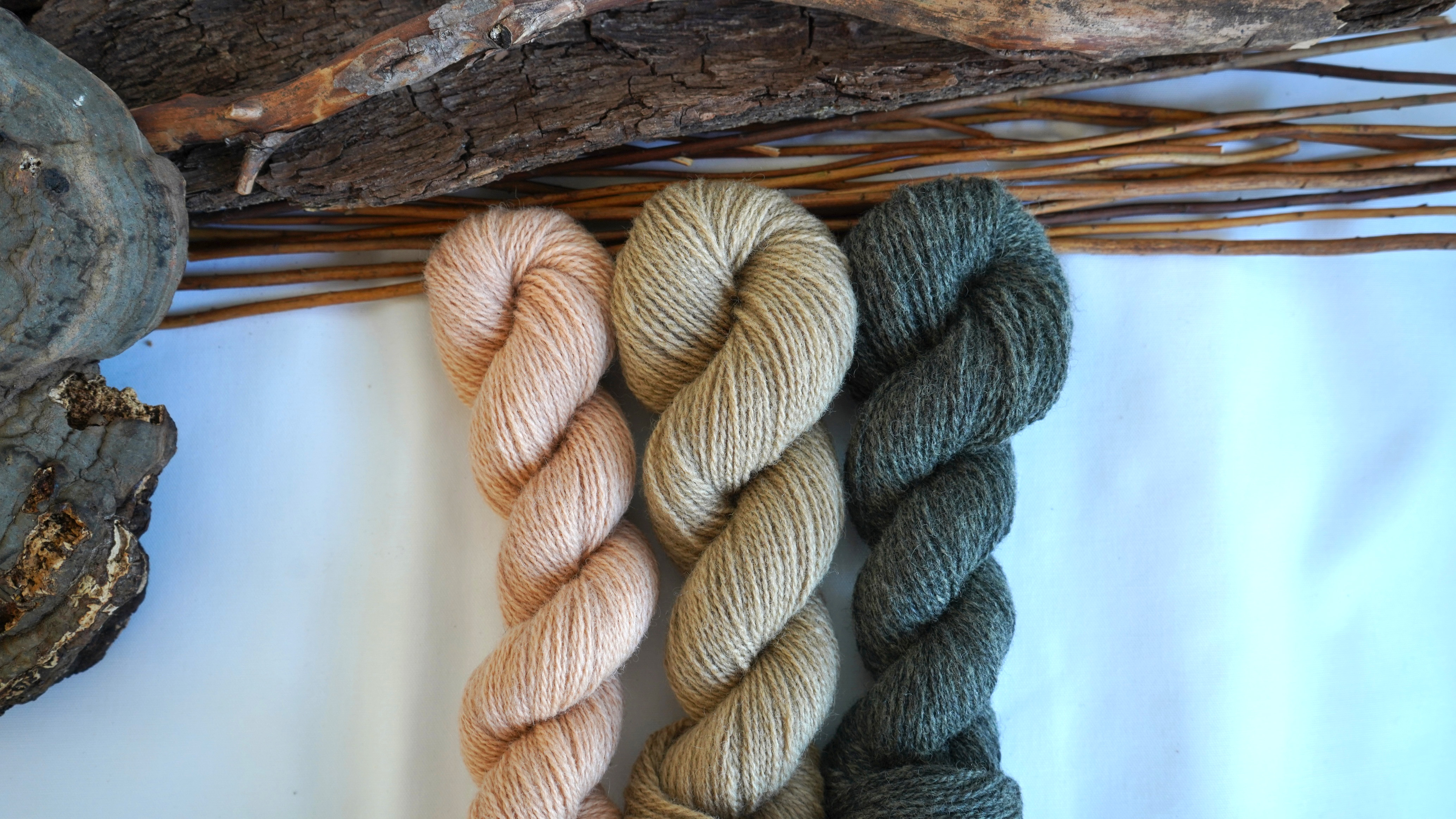 Naturally dyed wool yarn set "Misty Sunrise", 150 g 
