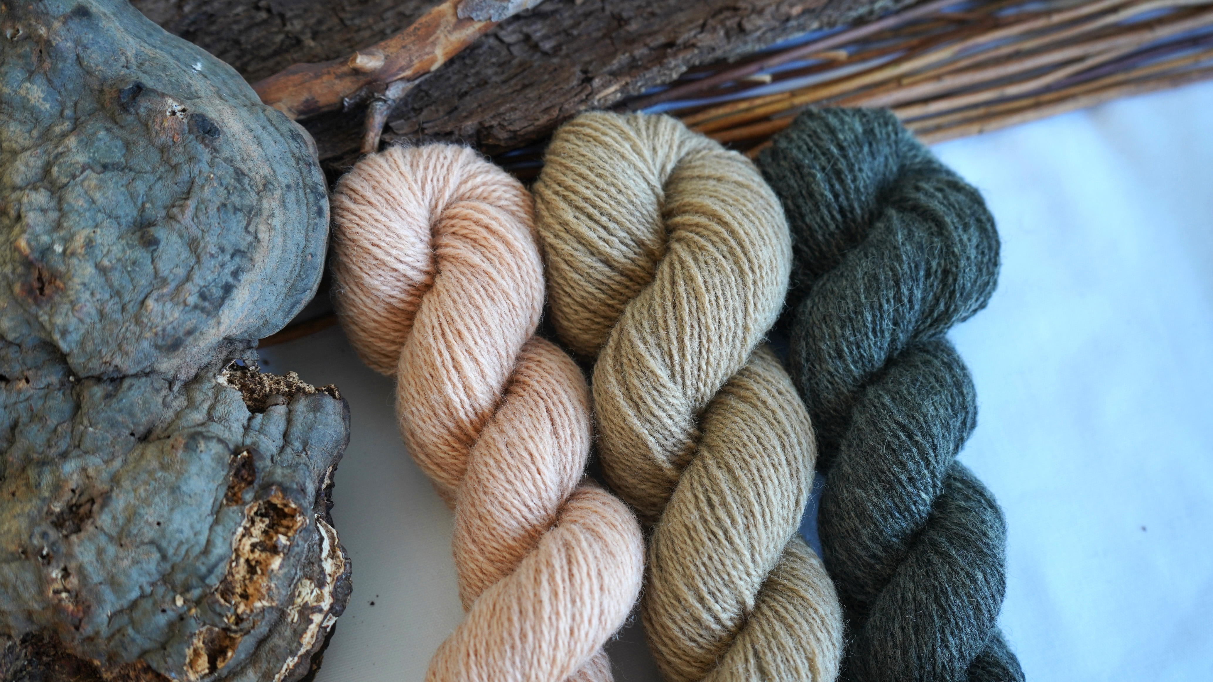 Naturally dyed wool yarn set "Misty Sunrise", 150 g 