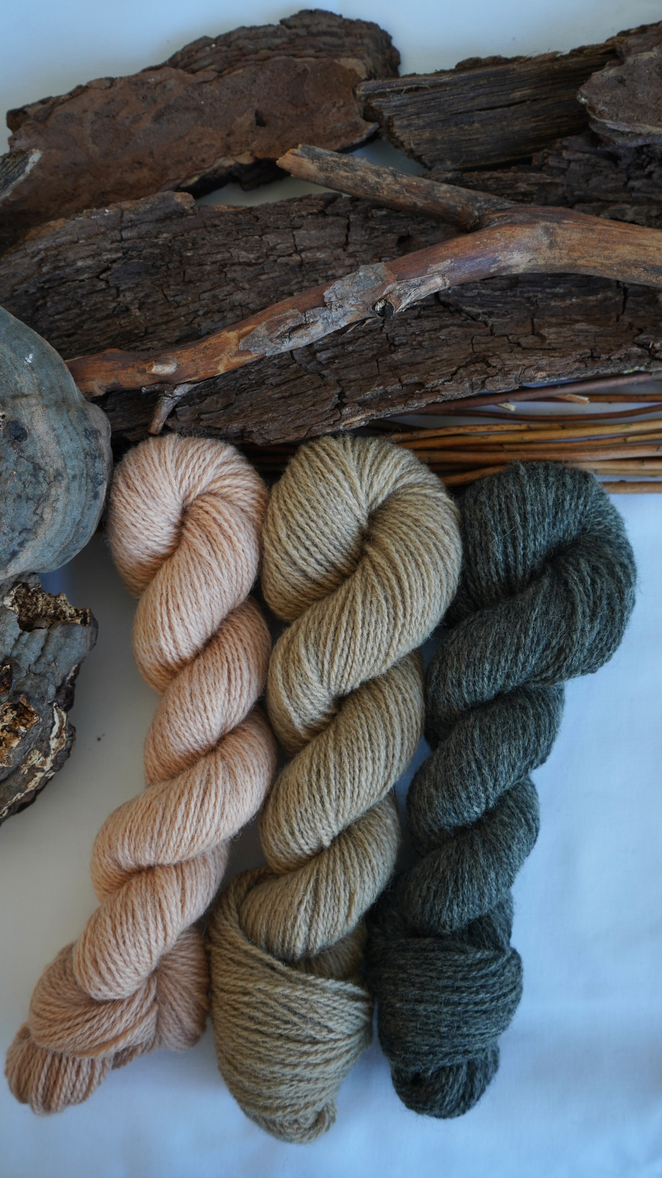 Naturally dyed wool yarn set "Misty Sunrise", 150 g 
