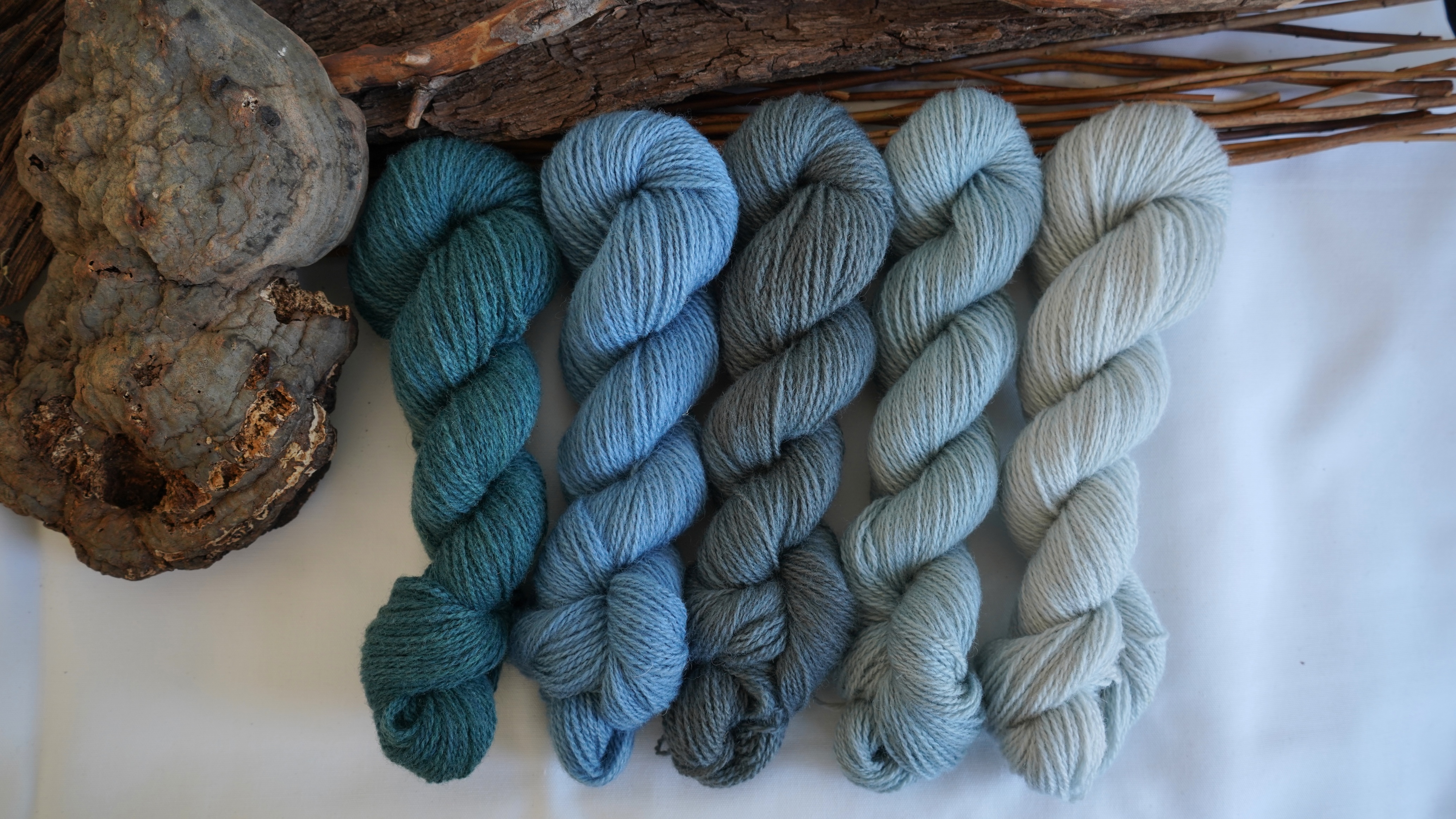 Naturally dyed wool yarn set "Sea wind", 250 g
