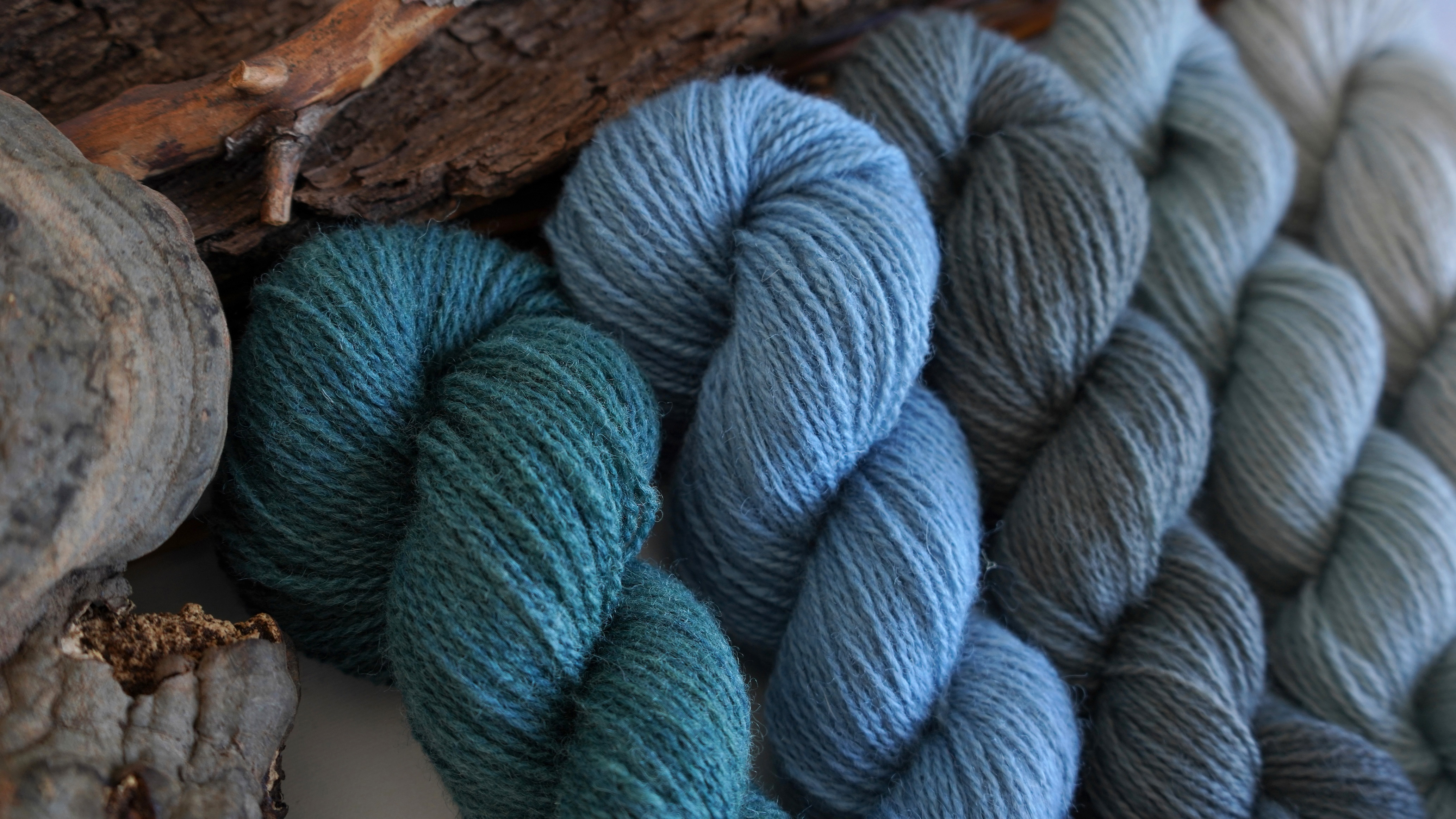 Naturally dyed wool yarn set "Sea wind", 250 g