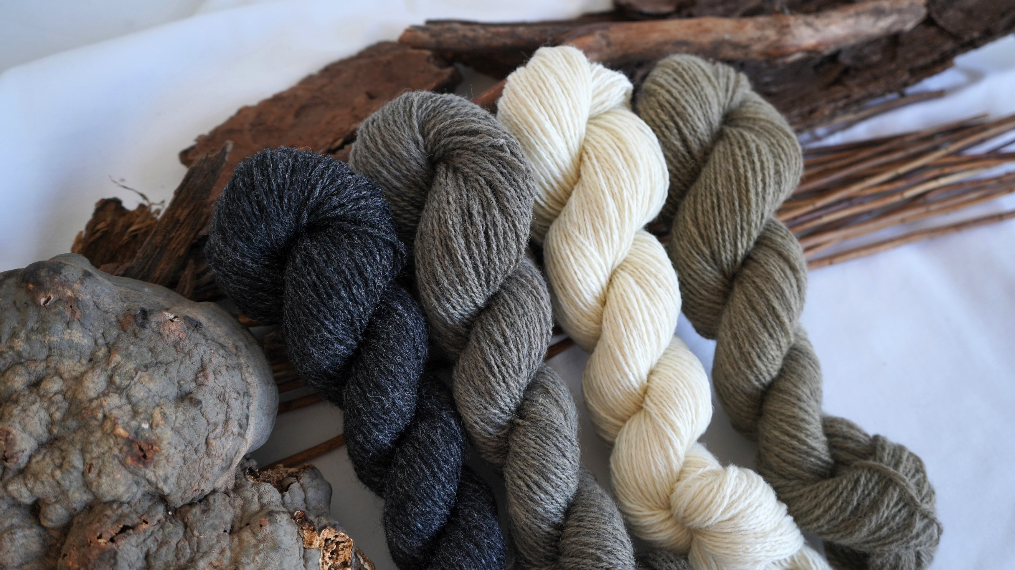 Naturally dyed wool yarn set "Granite Peaks", 200 g