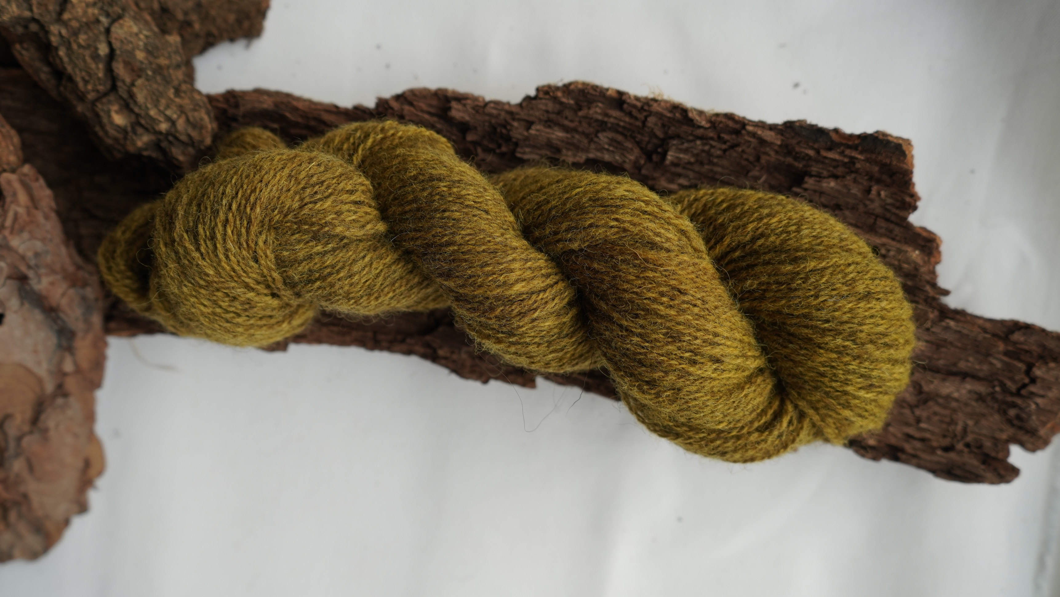 Naturally dyed wool yarn "Golden olive", 50 g 