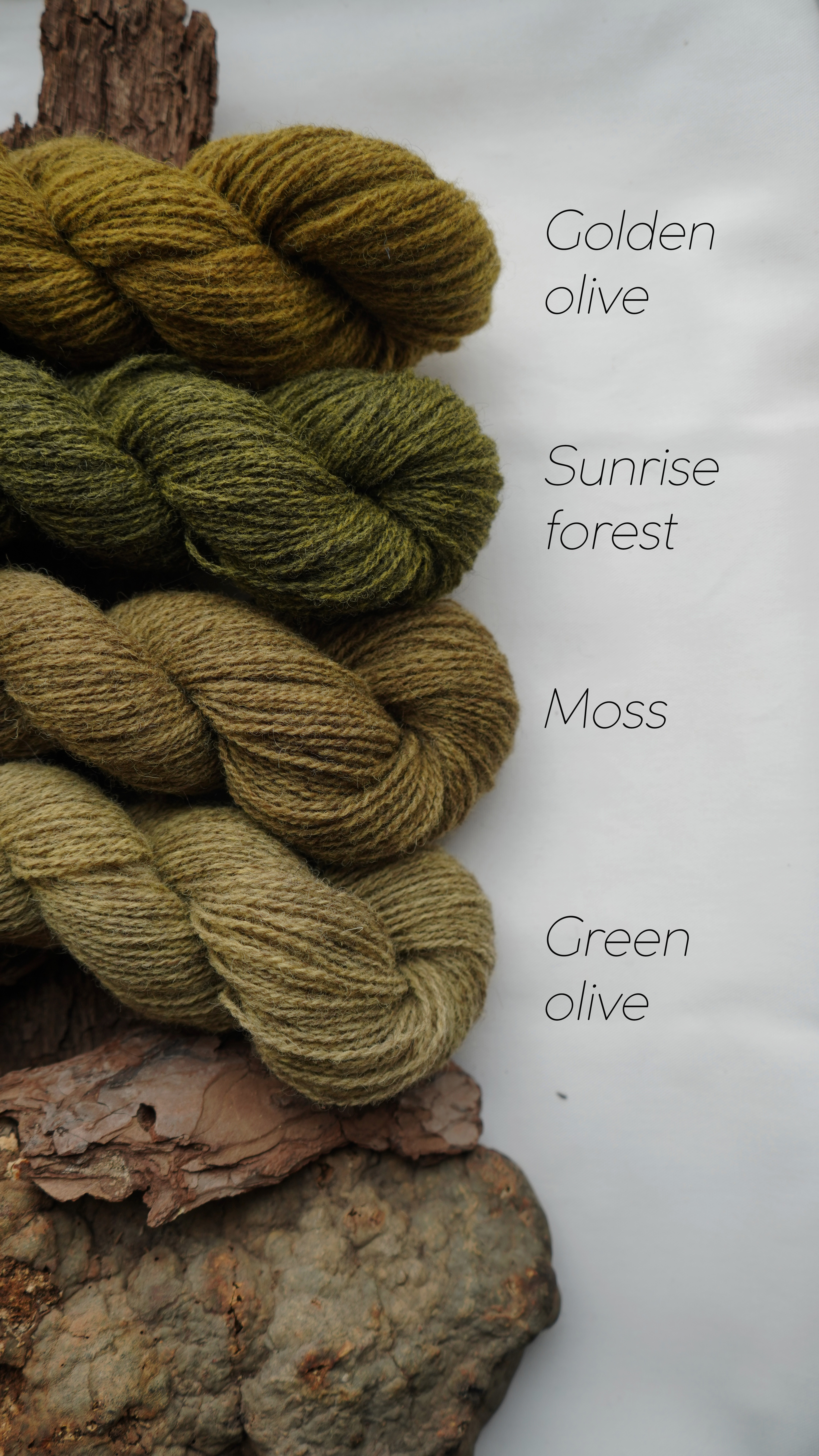 Naturally dyed wool yarn "Golden olive", 50 g 