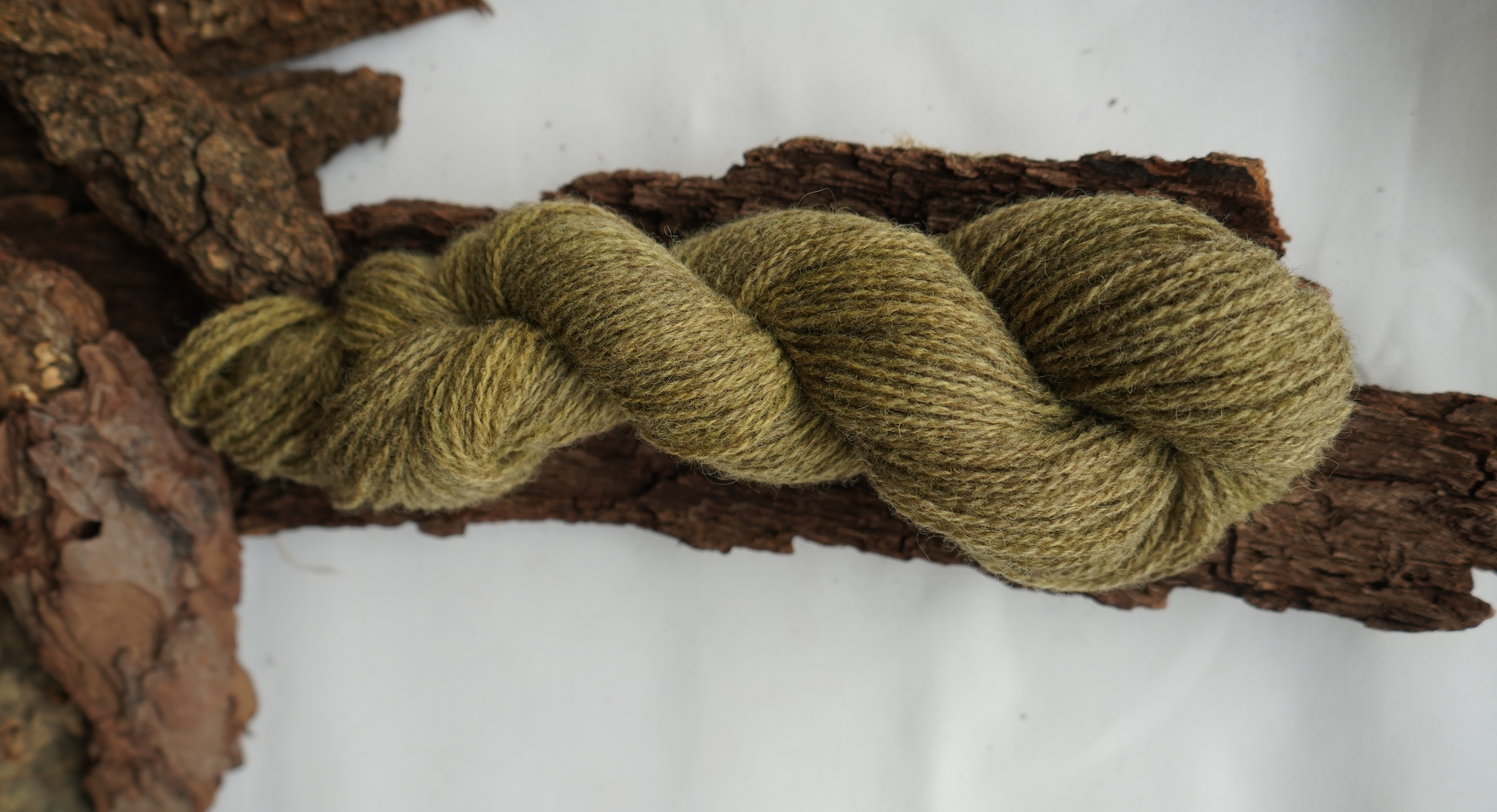 Naturally dyed wool yarn "Green olive", 50 g 