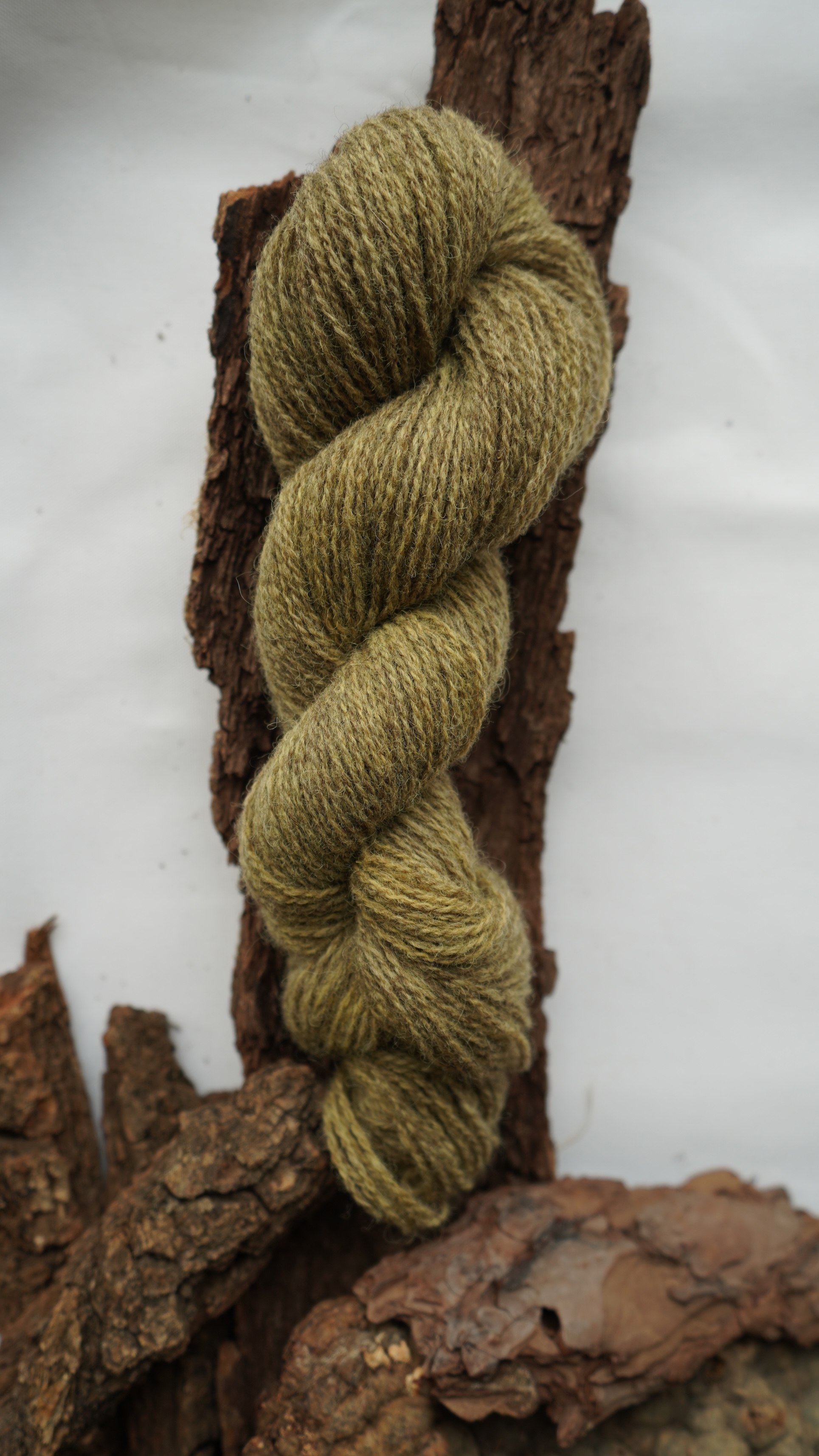 Naturally dyed wool yarn "Green olive", 50 g 