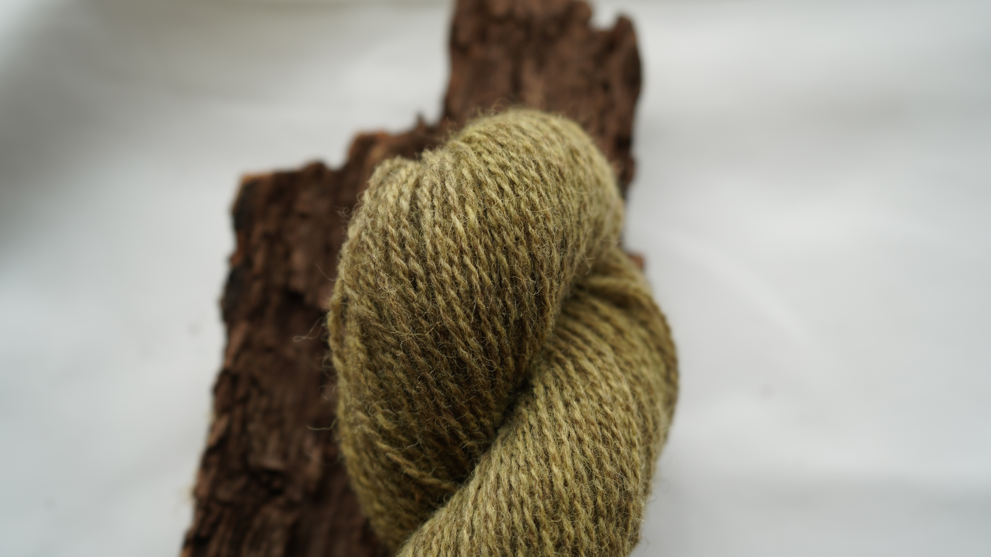 Naturally dyed wool yarn "Green olive", 50 g 