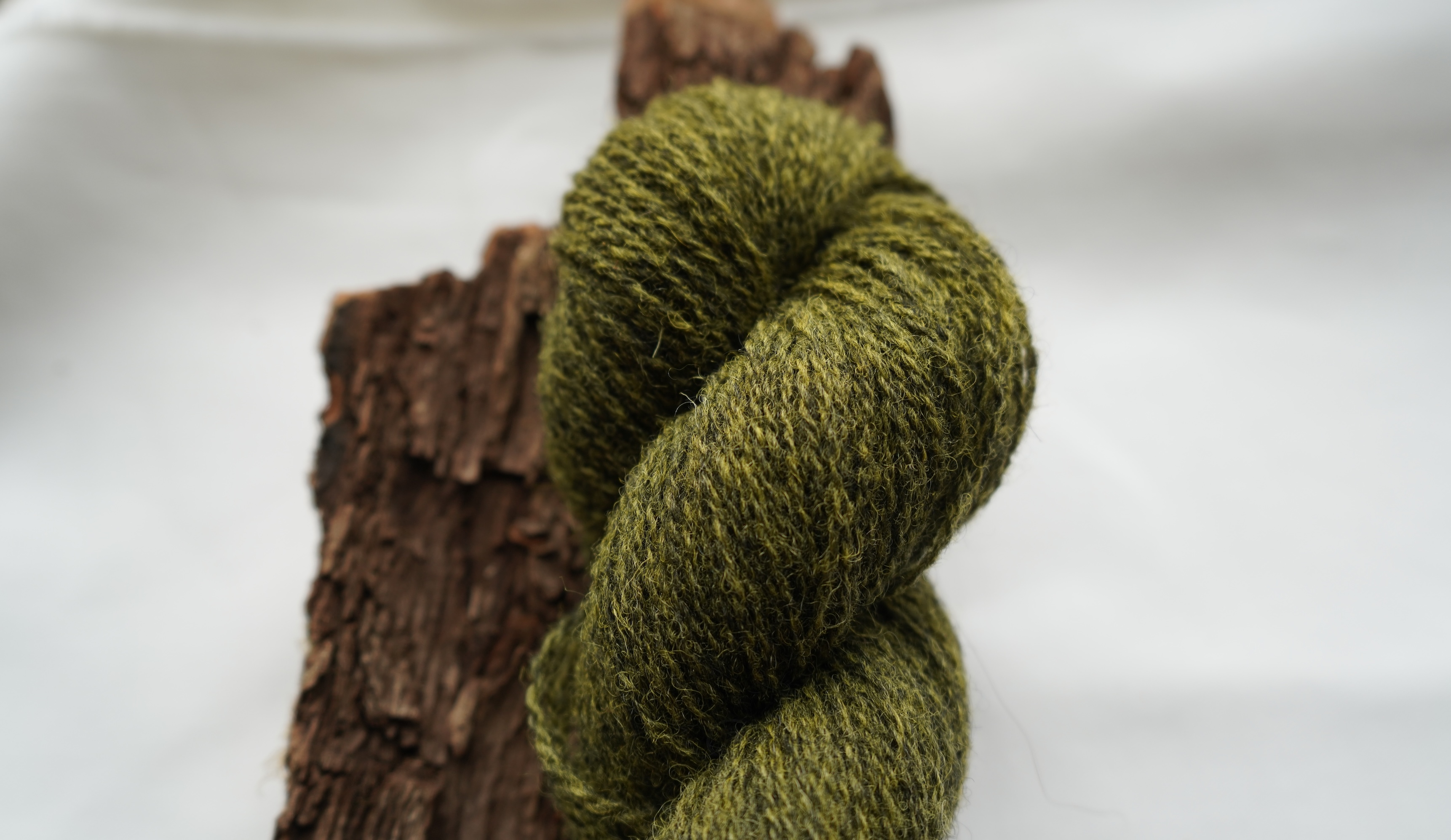 Naturally dyed wool yarn "Sunrise forest", 50 g 