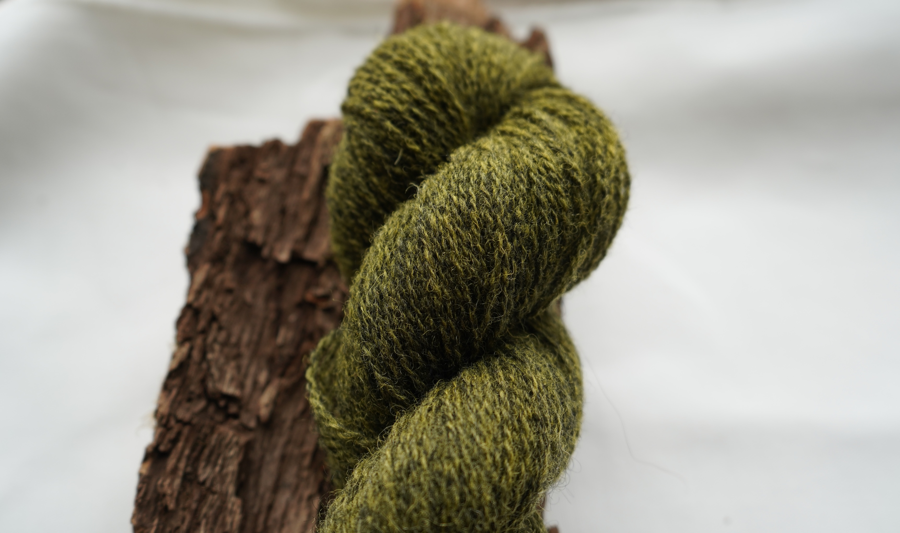 Naturally dyed wool yarn "Sunrise forest", 50 g 