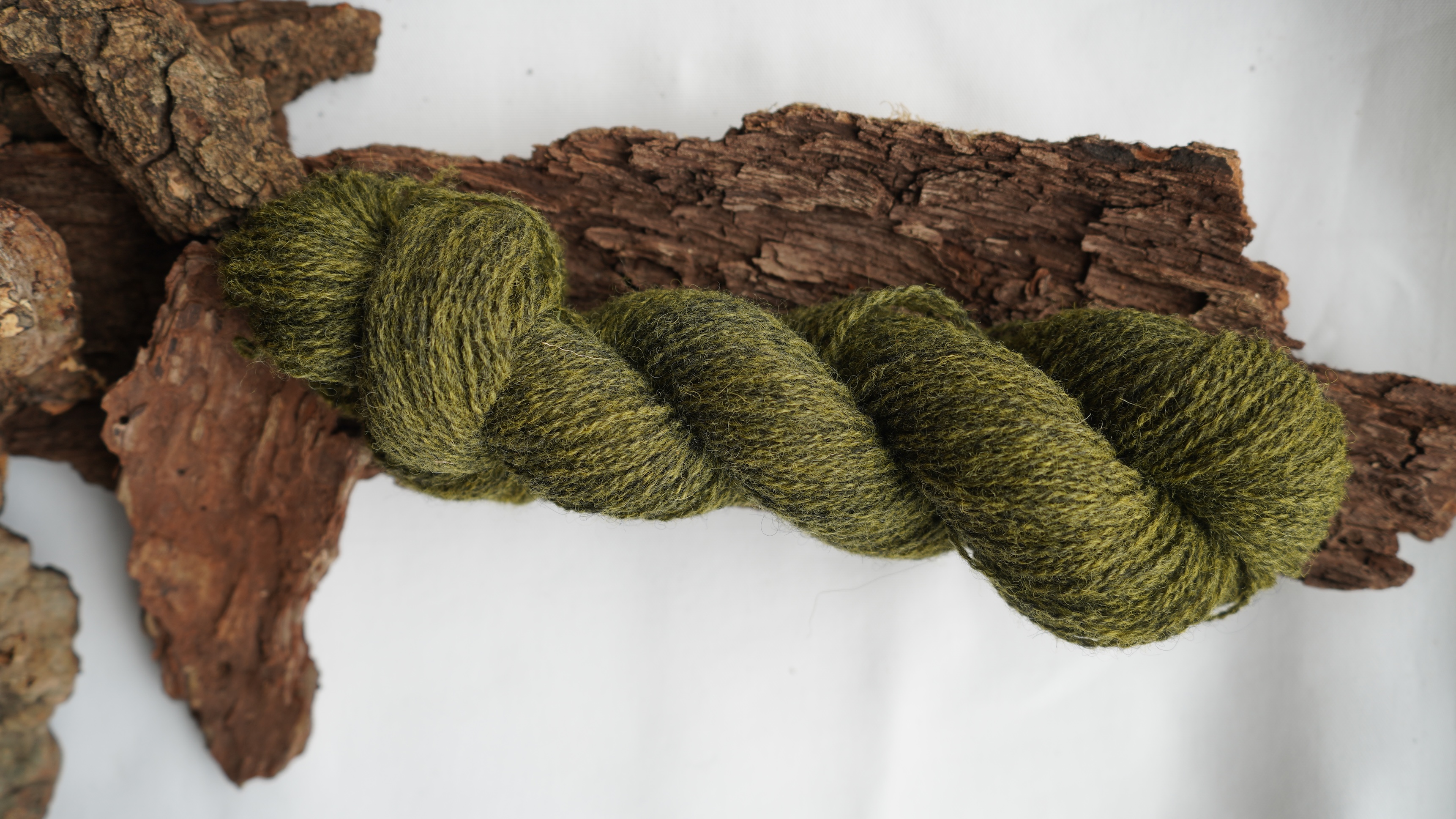 Naturally dyed wool yarn "Sunrise forest", 50 g 