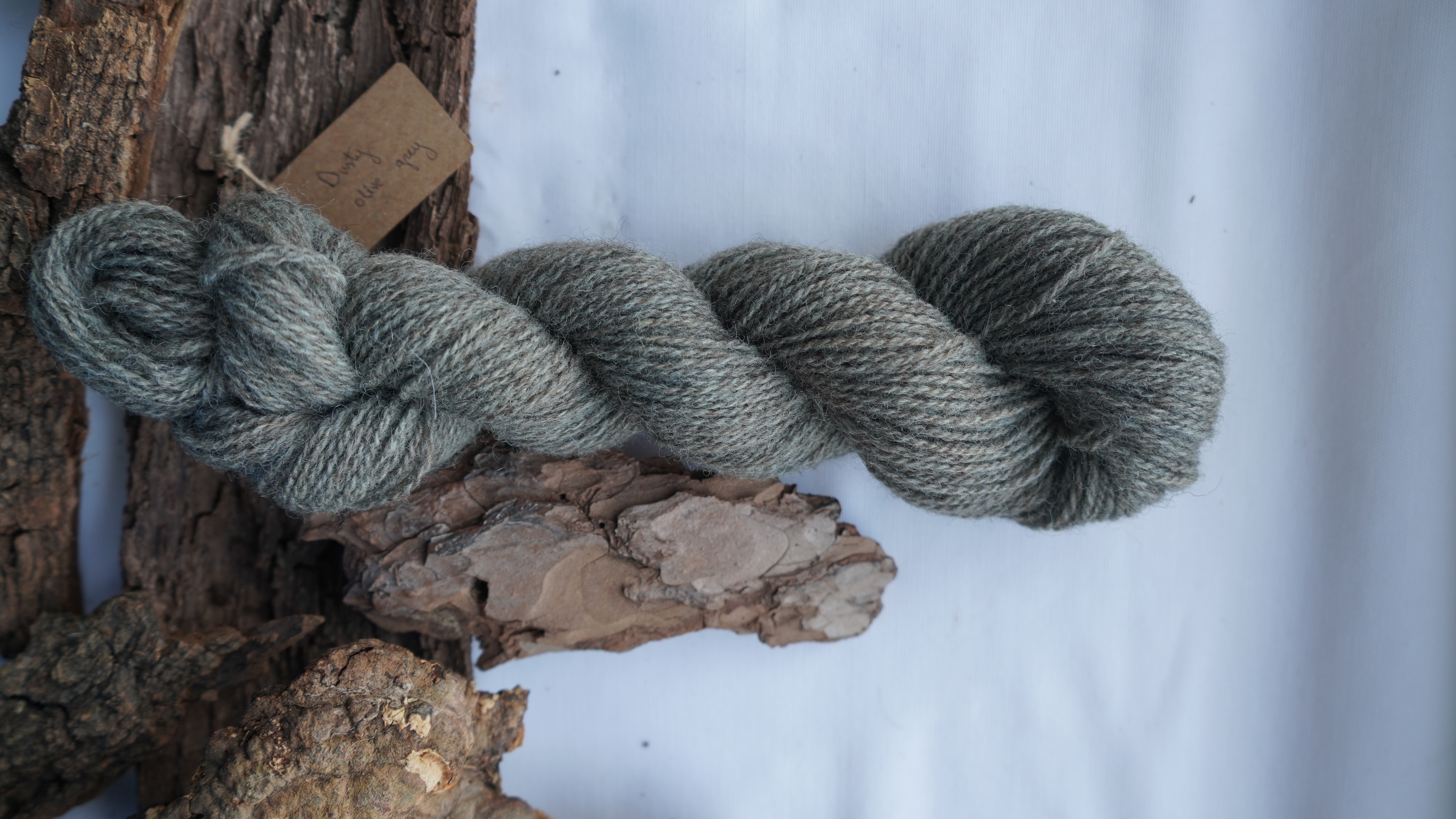 Plant dyed wool yarn "Dusty olive grey", 50 g 