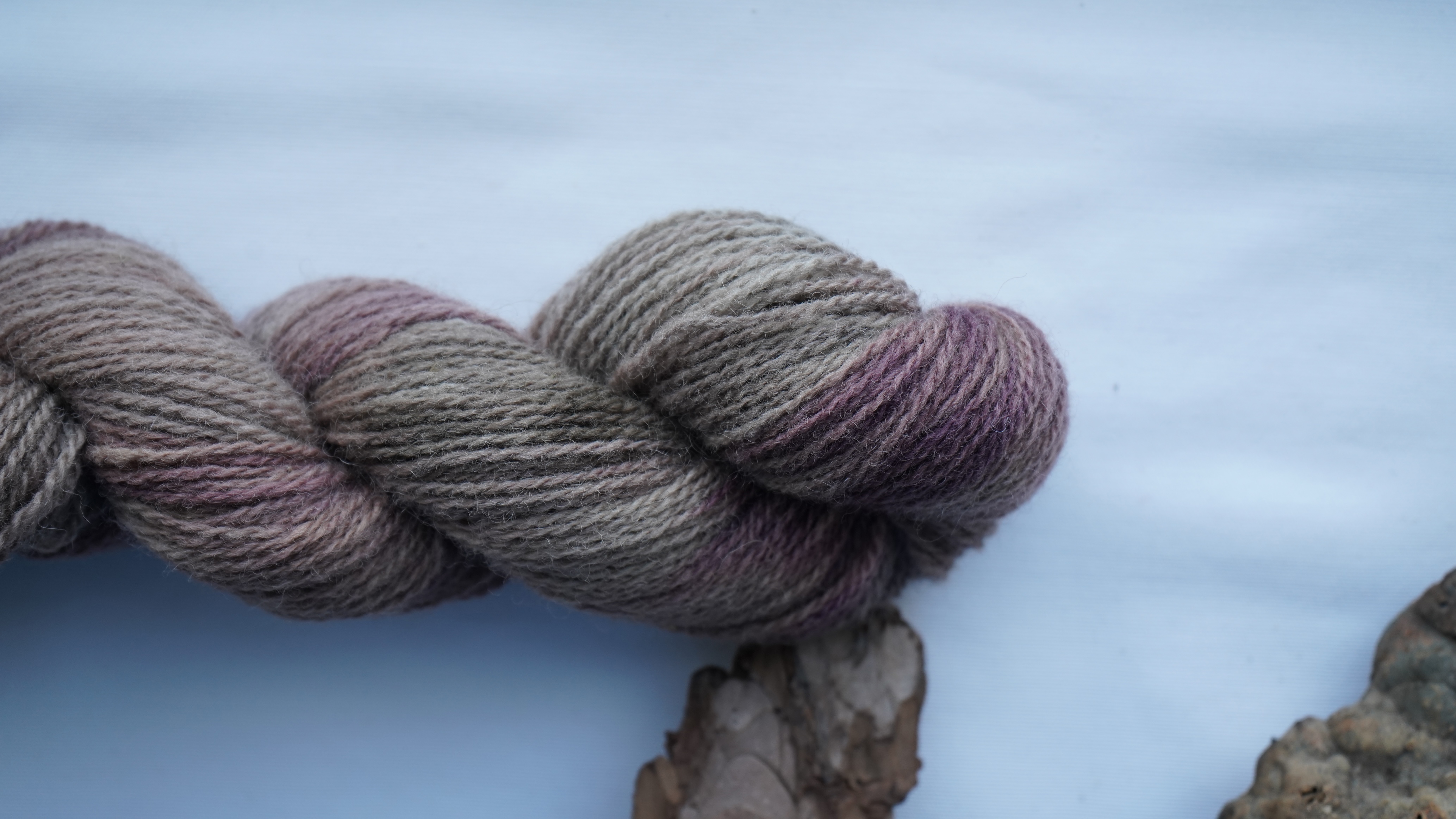 Botanically dyed variegated wool yarn "Violet grey", 50 g 