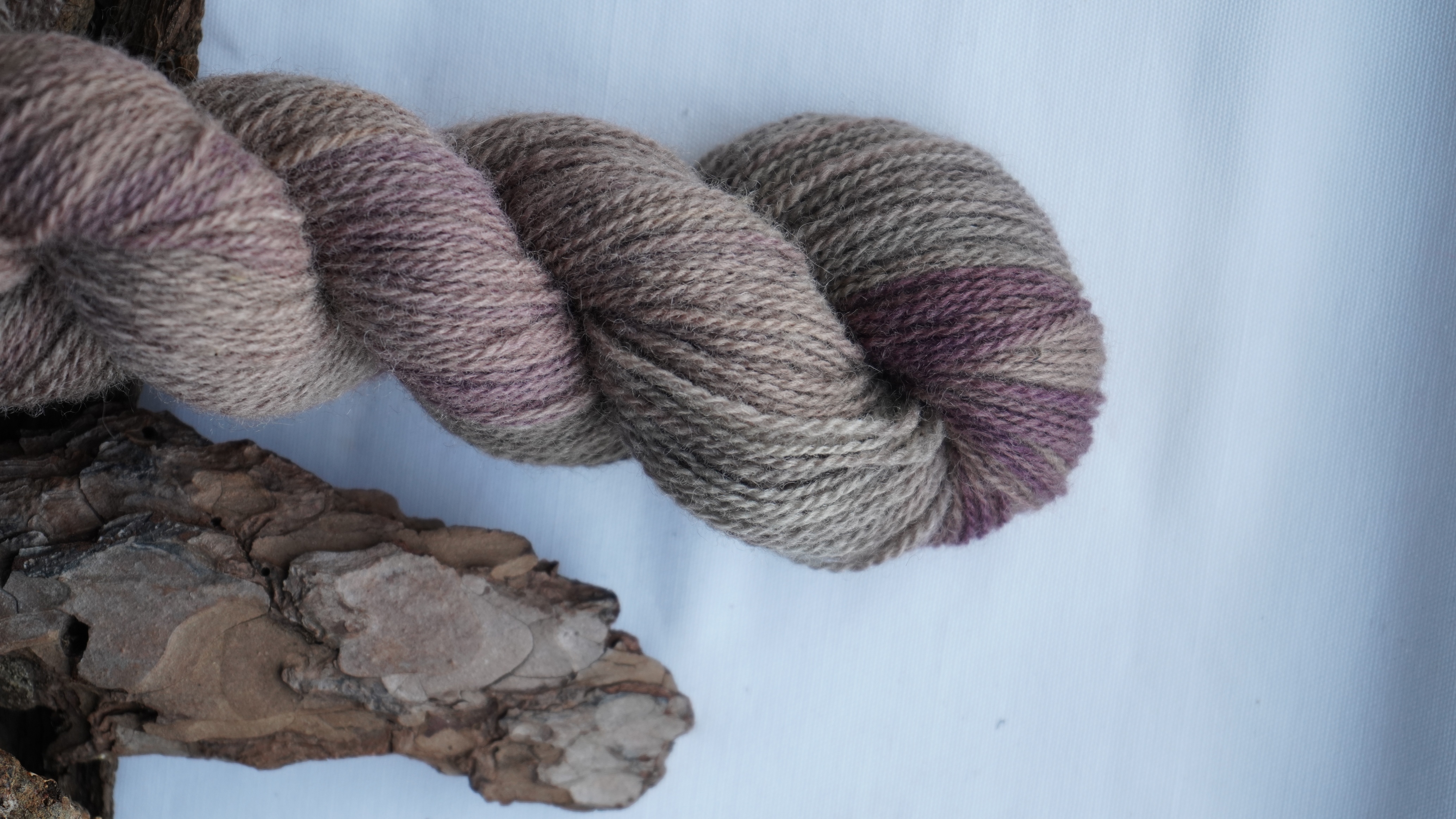 Botanically dyed variegated wool yarn "Violet grey", 50 g 