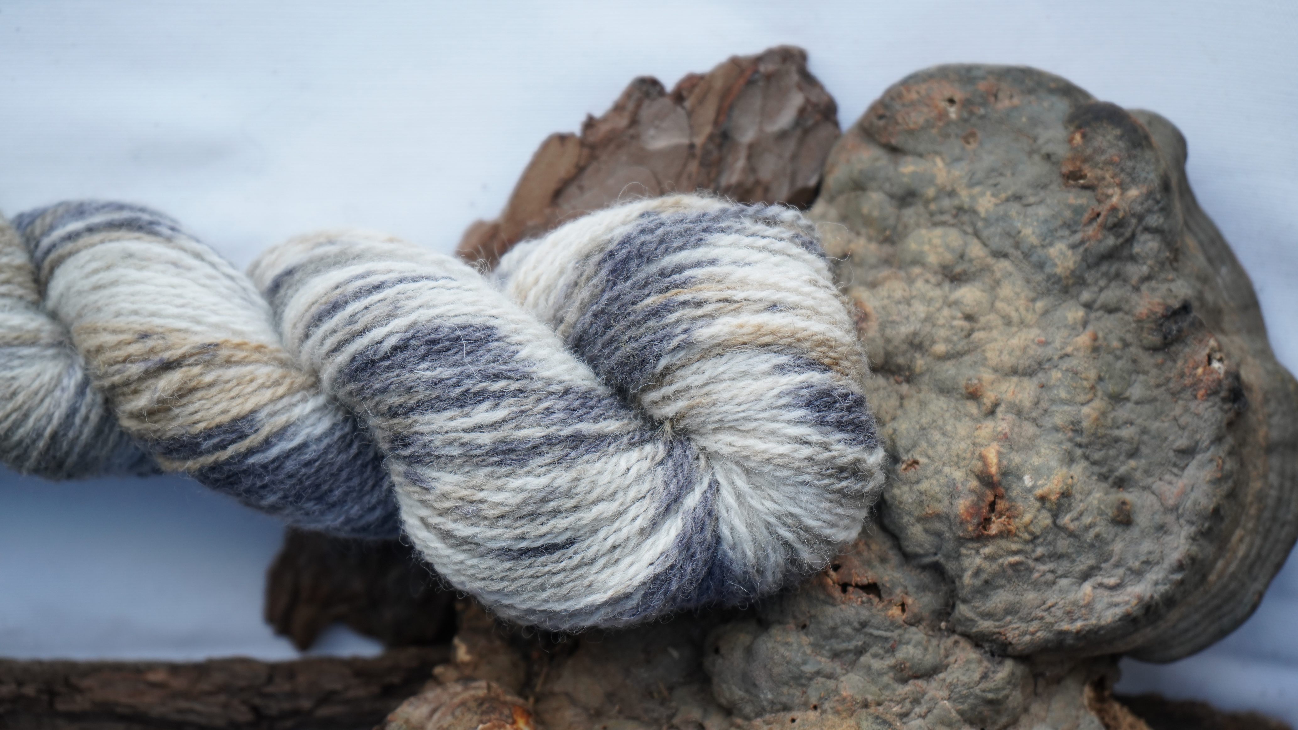 Hand-painted wool yarn "Speckled grey-brown", 50 g 