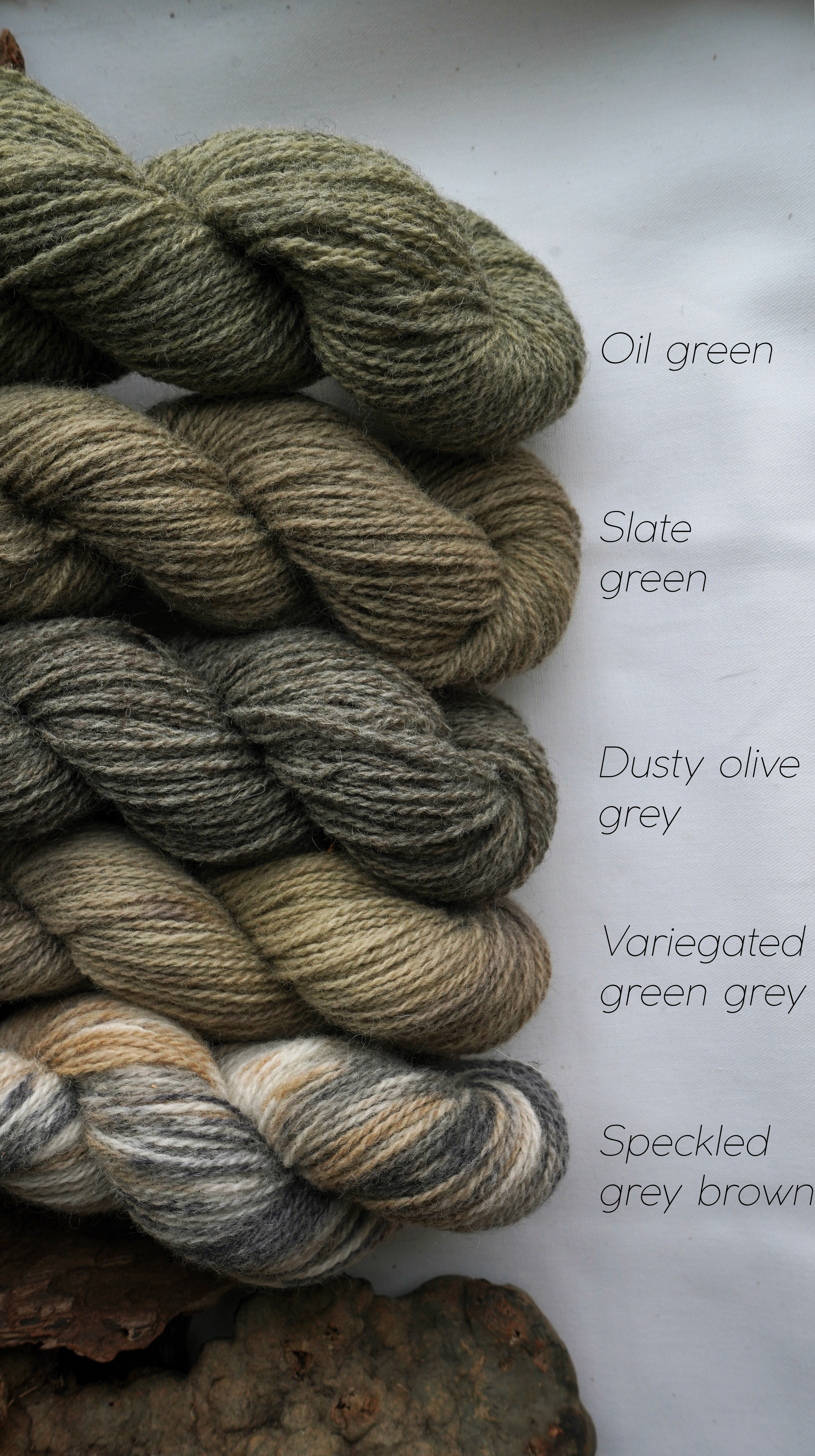Naturally dyed wool yarn "Oil green", 50 g 