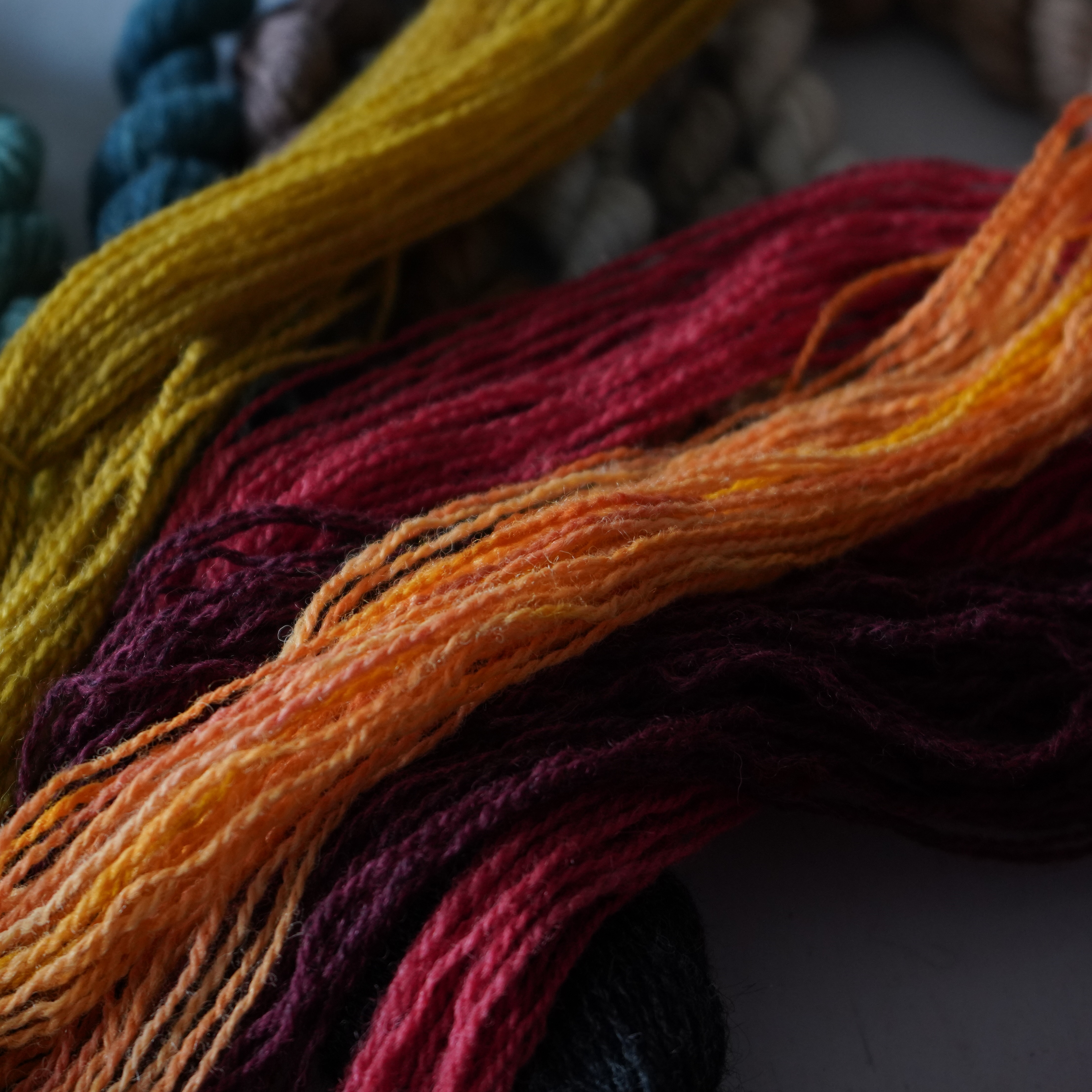 Plant dyed yarn mystery box, 10 x 10 g