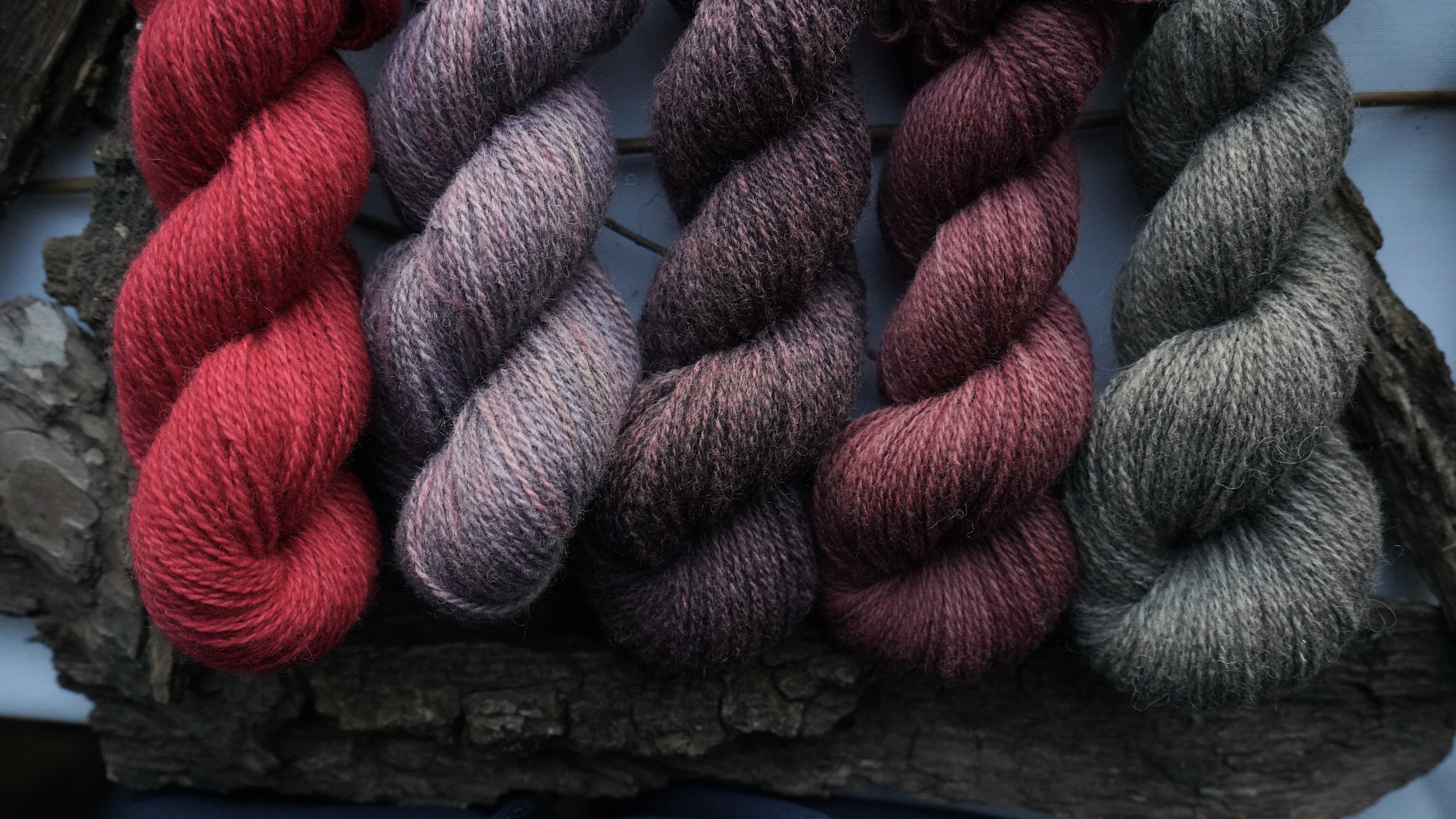 Naturally dyed wool yarn set "Purple Heather". 250 g