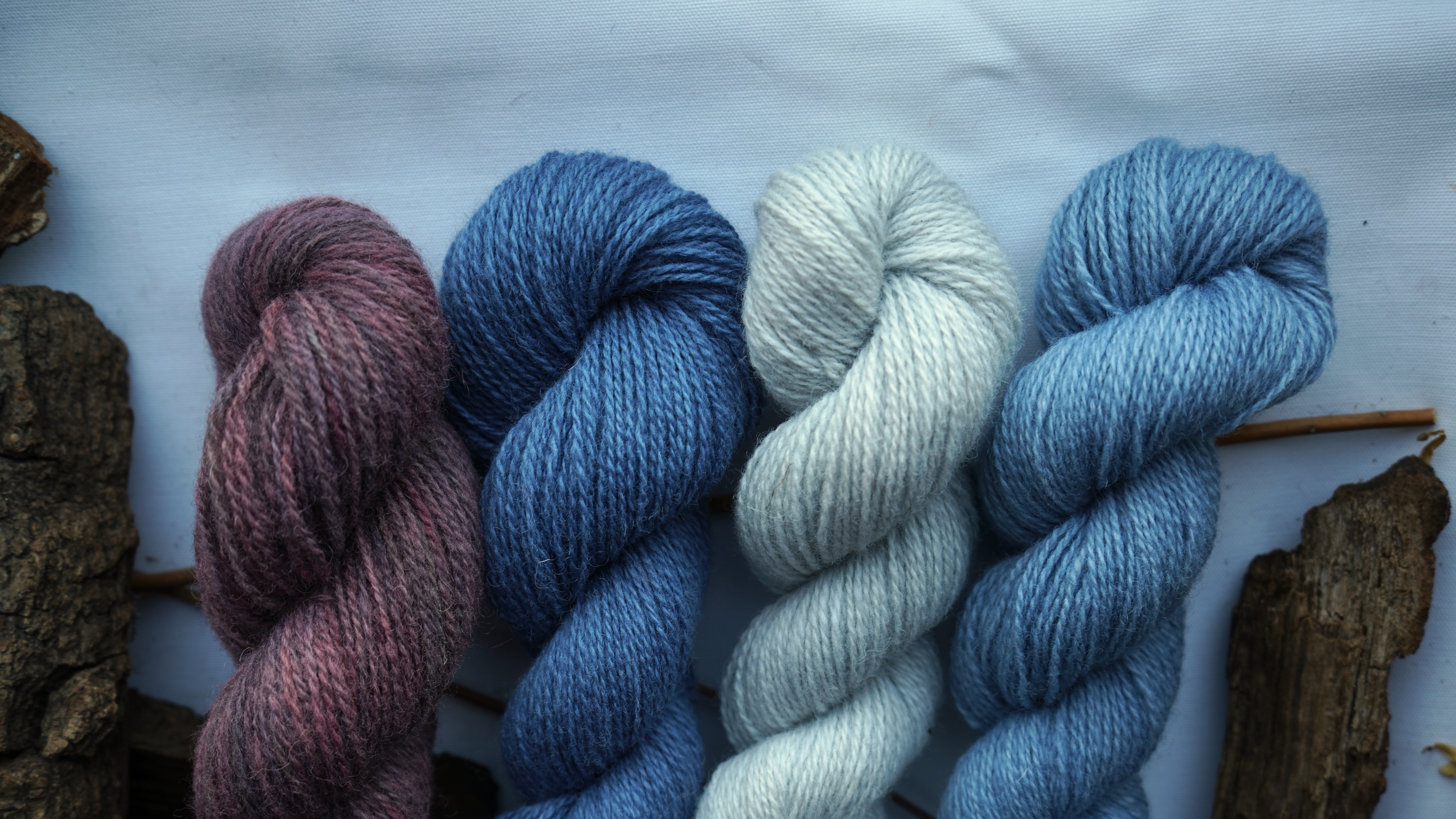 Woad Dyed Yarn Pack "Winter Berries". 200 g