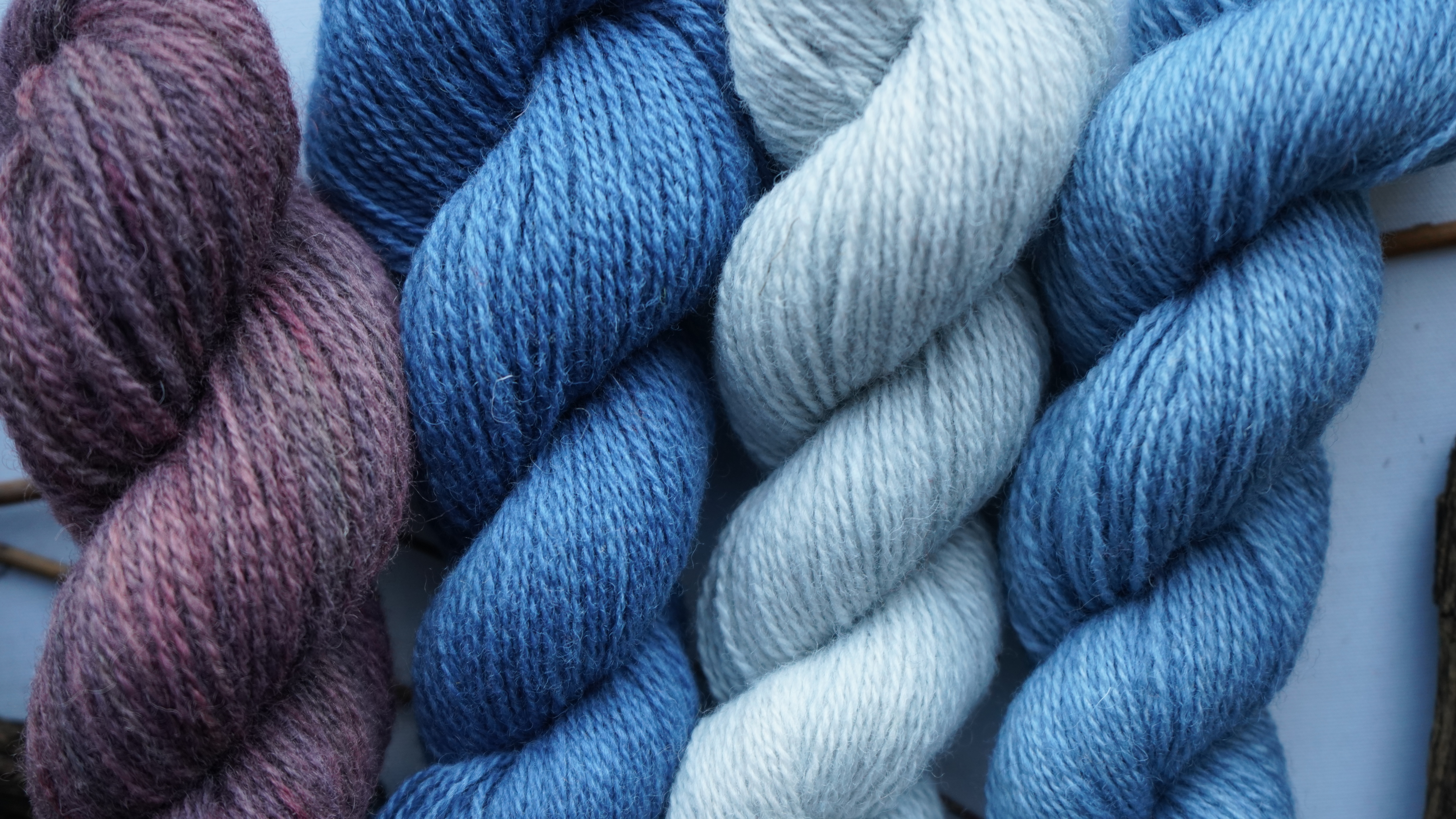 Woad Dyed Yarn Pack "Winter Berries". 200 g