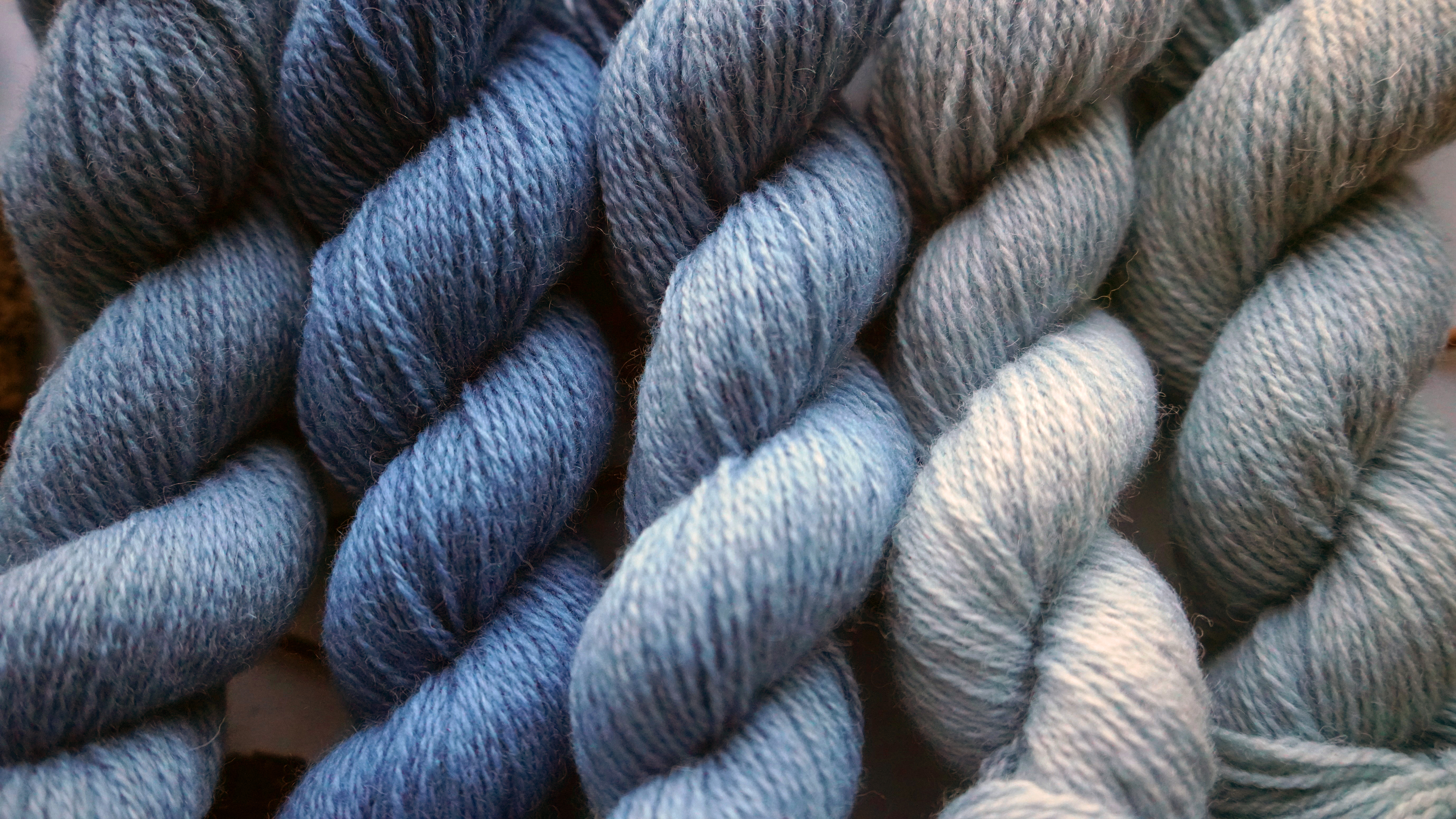 Woad Dyed Blue Wool Yarn Pack "Light Frost". 250 g