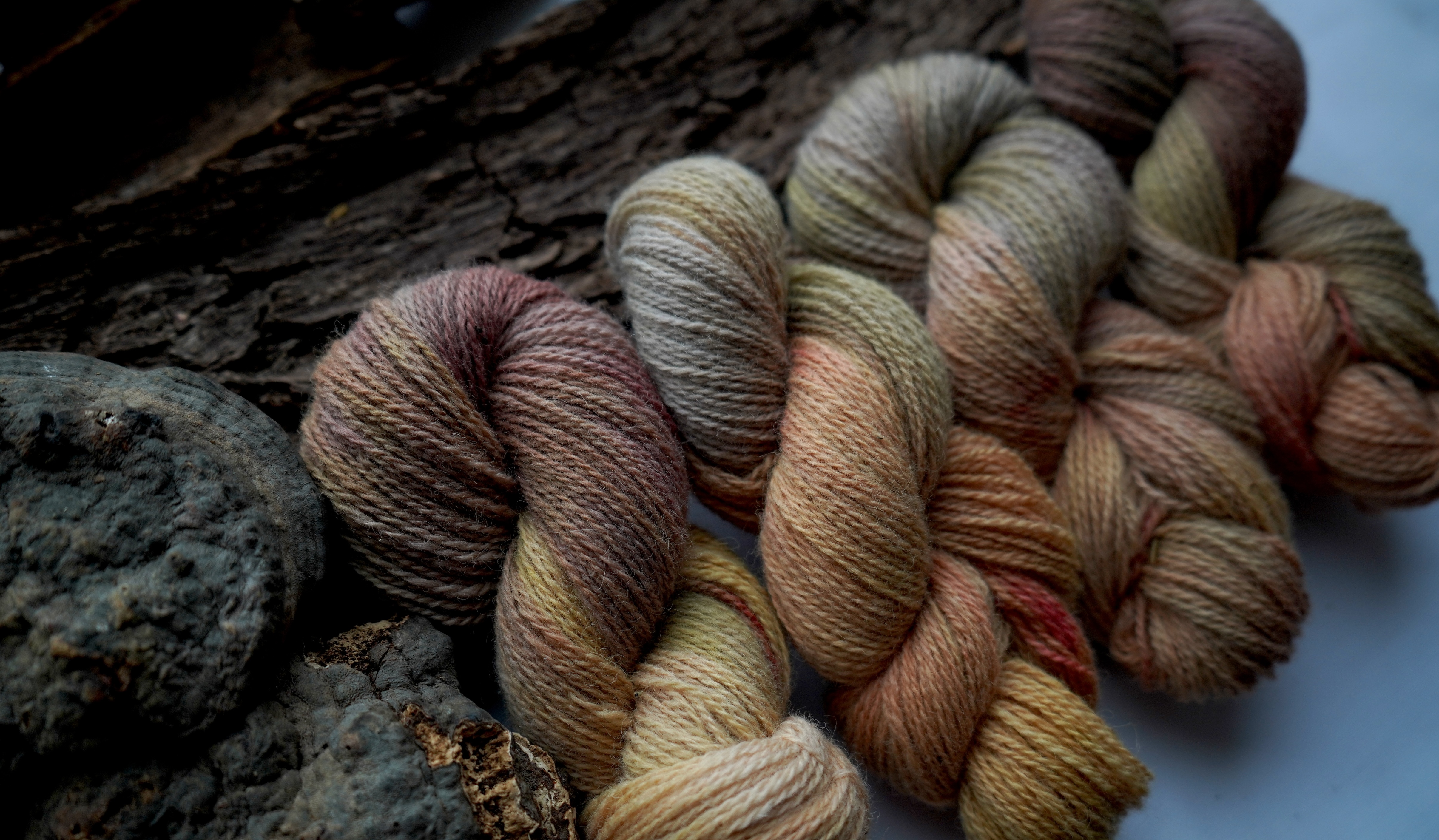 Naturally dyed multicolor wool yarn, 50 g 