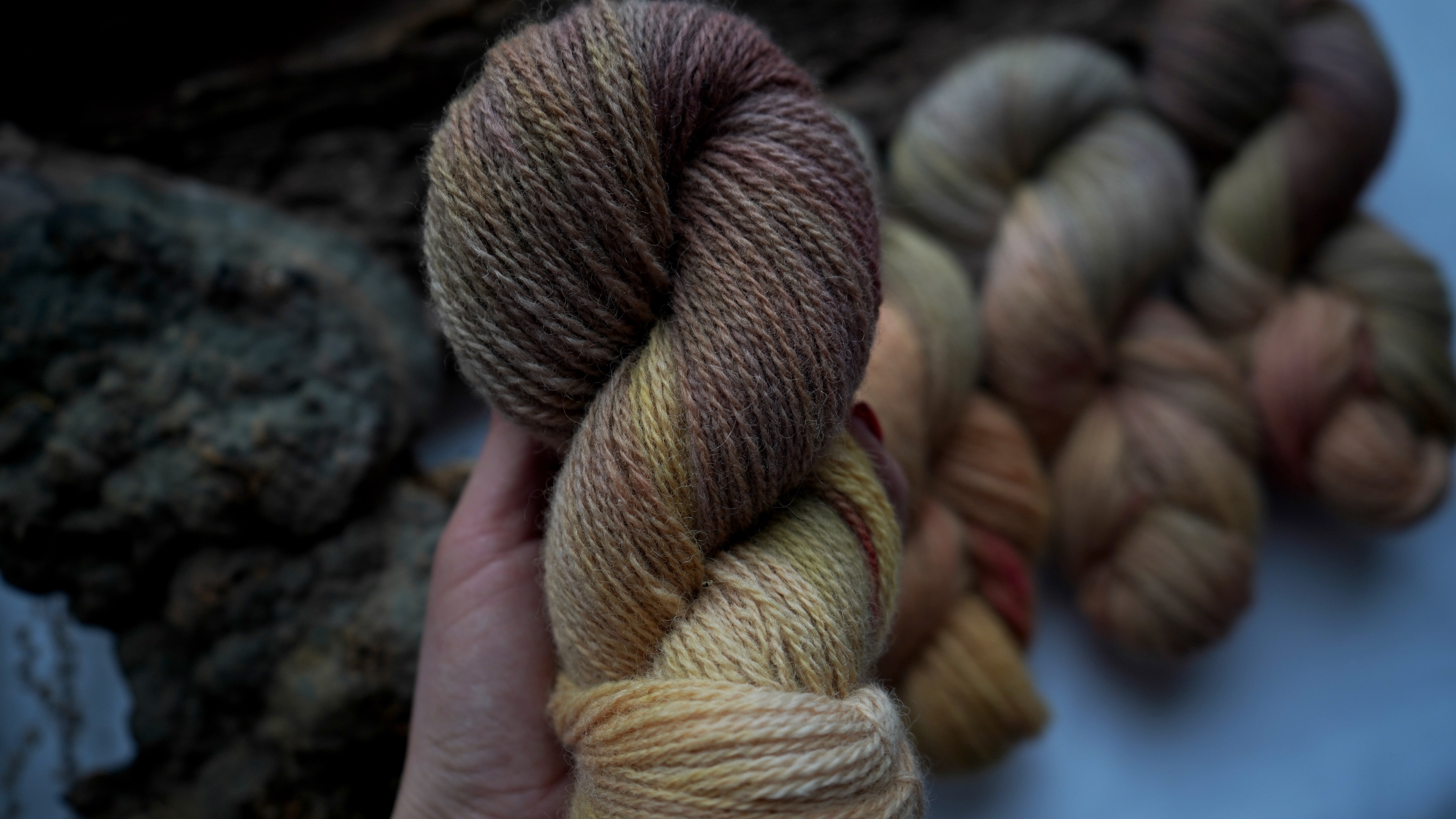 Naturally dyed multicolor wool yarn, 50 g 