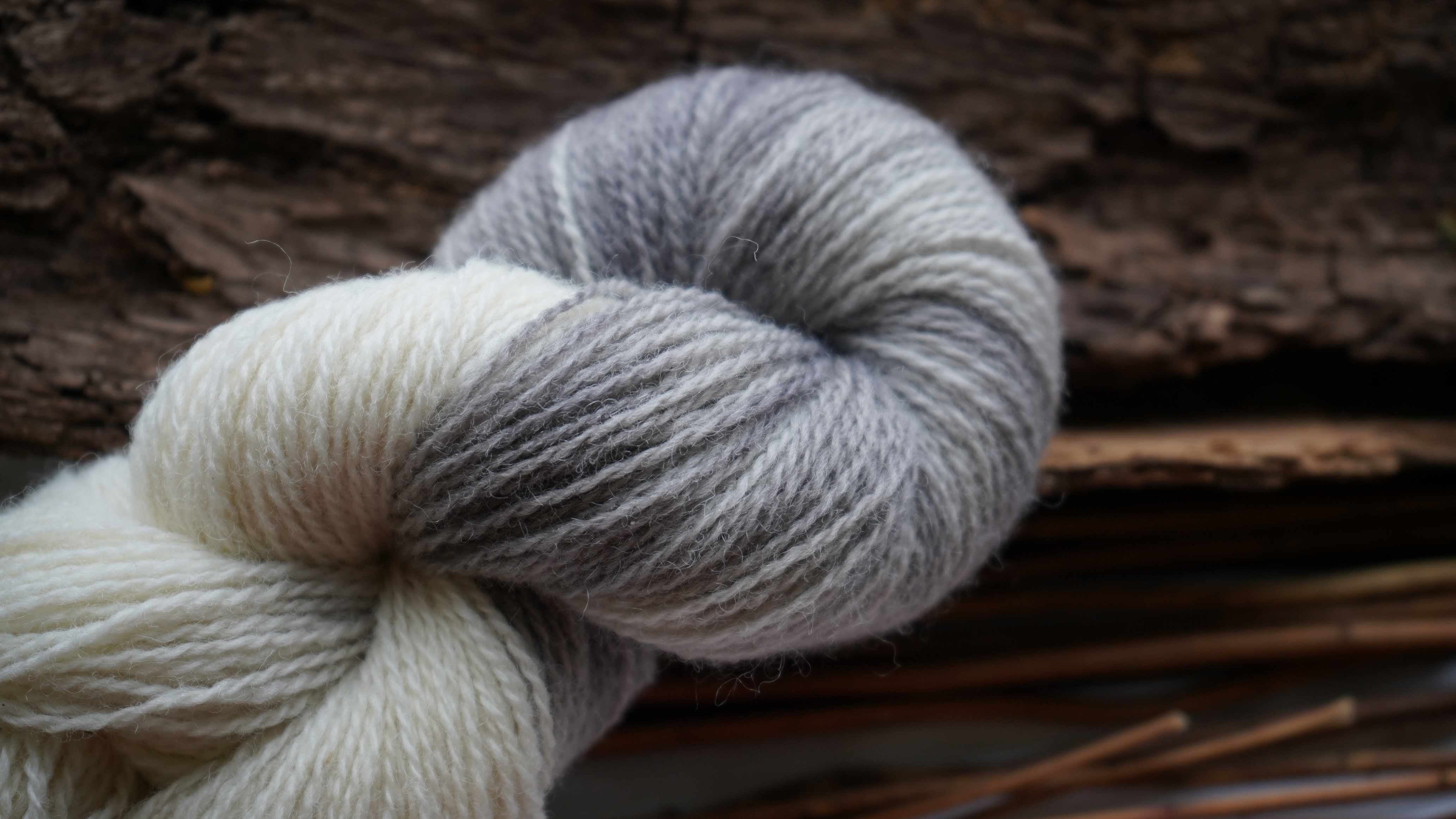 Botanically dyed wool yarn pack "Lavender fog", 150 g