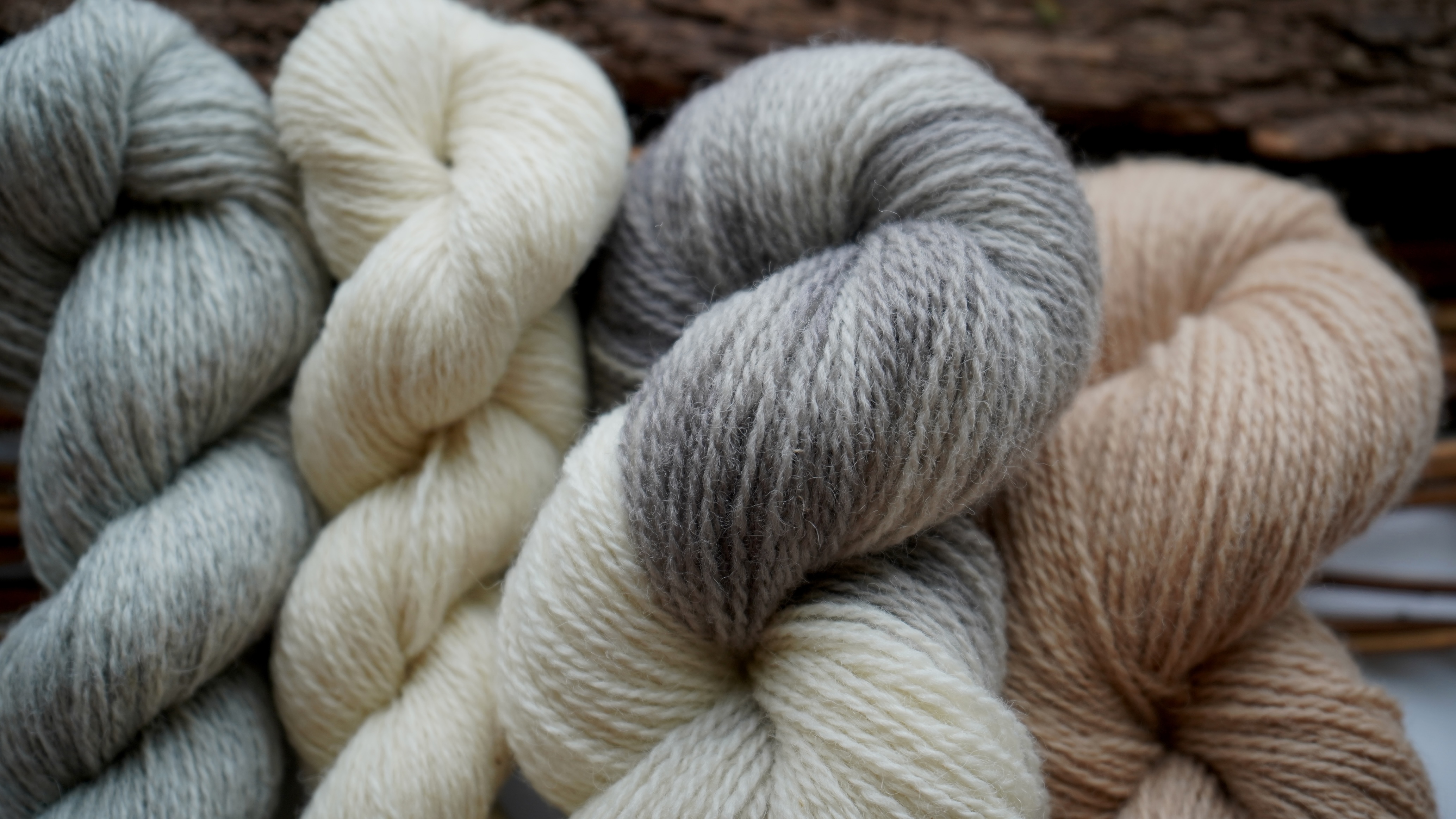 Naturally dyed wool yarn set "Meringue", 200 g