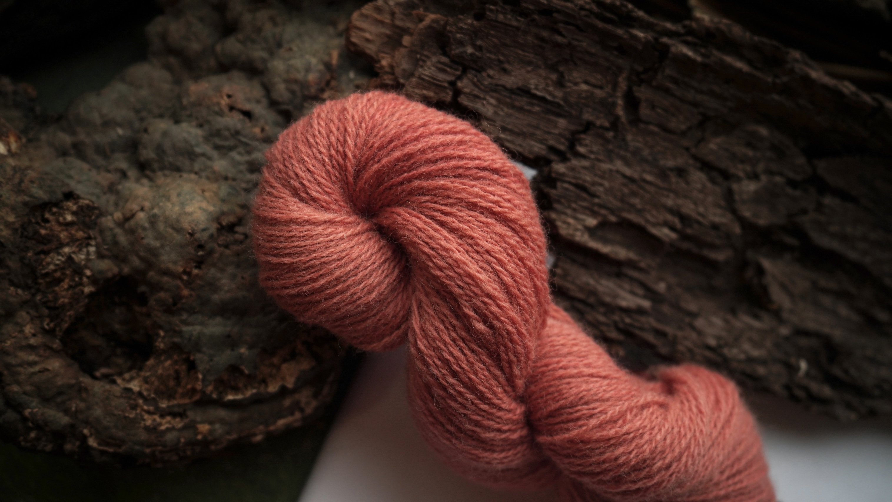 Botanically dyed wool yarn "Coral", 50 g