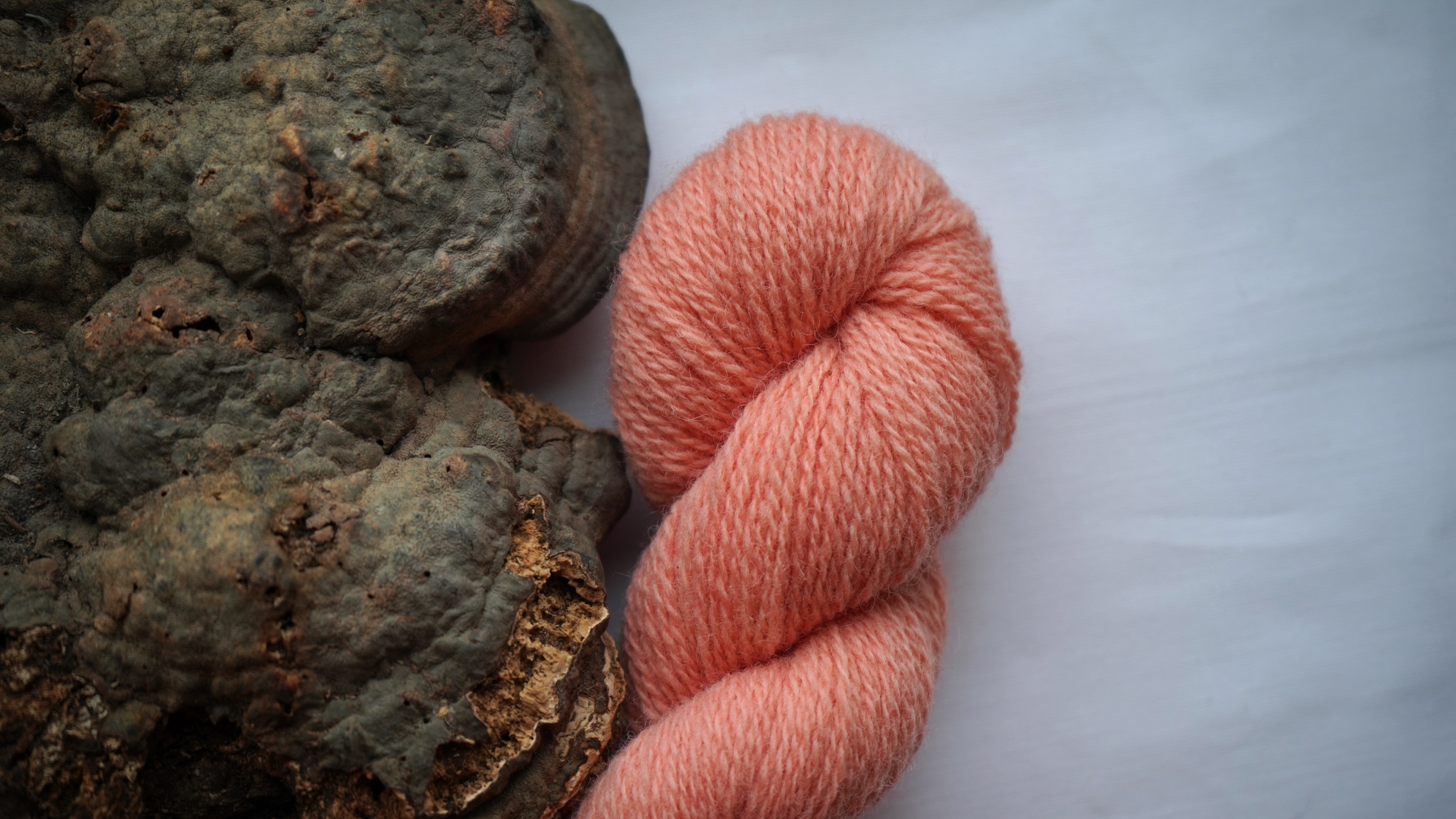 Botanically dyed wool yarn "Peach pink", 50 g
