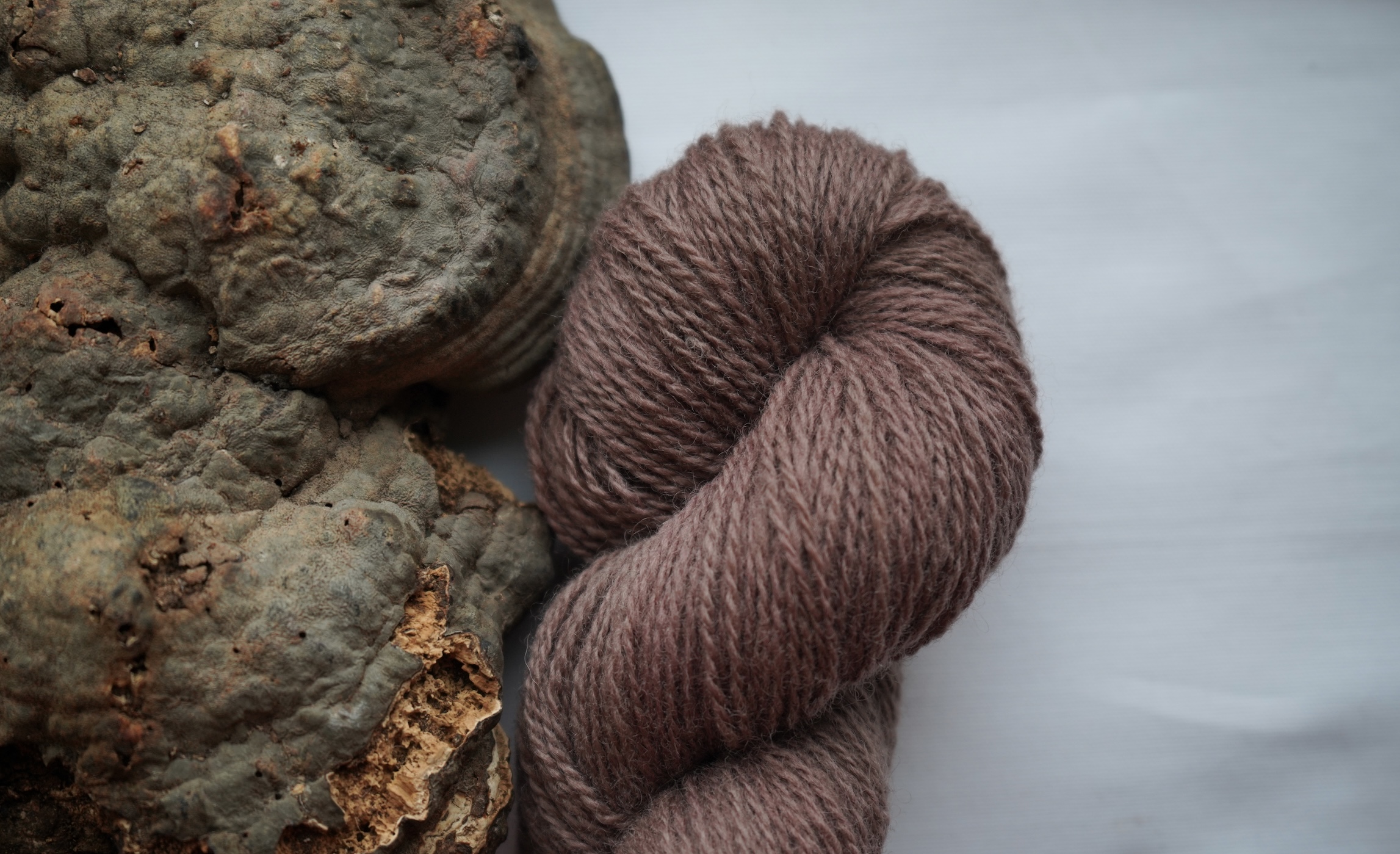 Plant dyed variegated wool yarn "Twilight mauve", 50 g