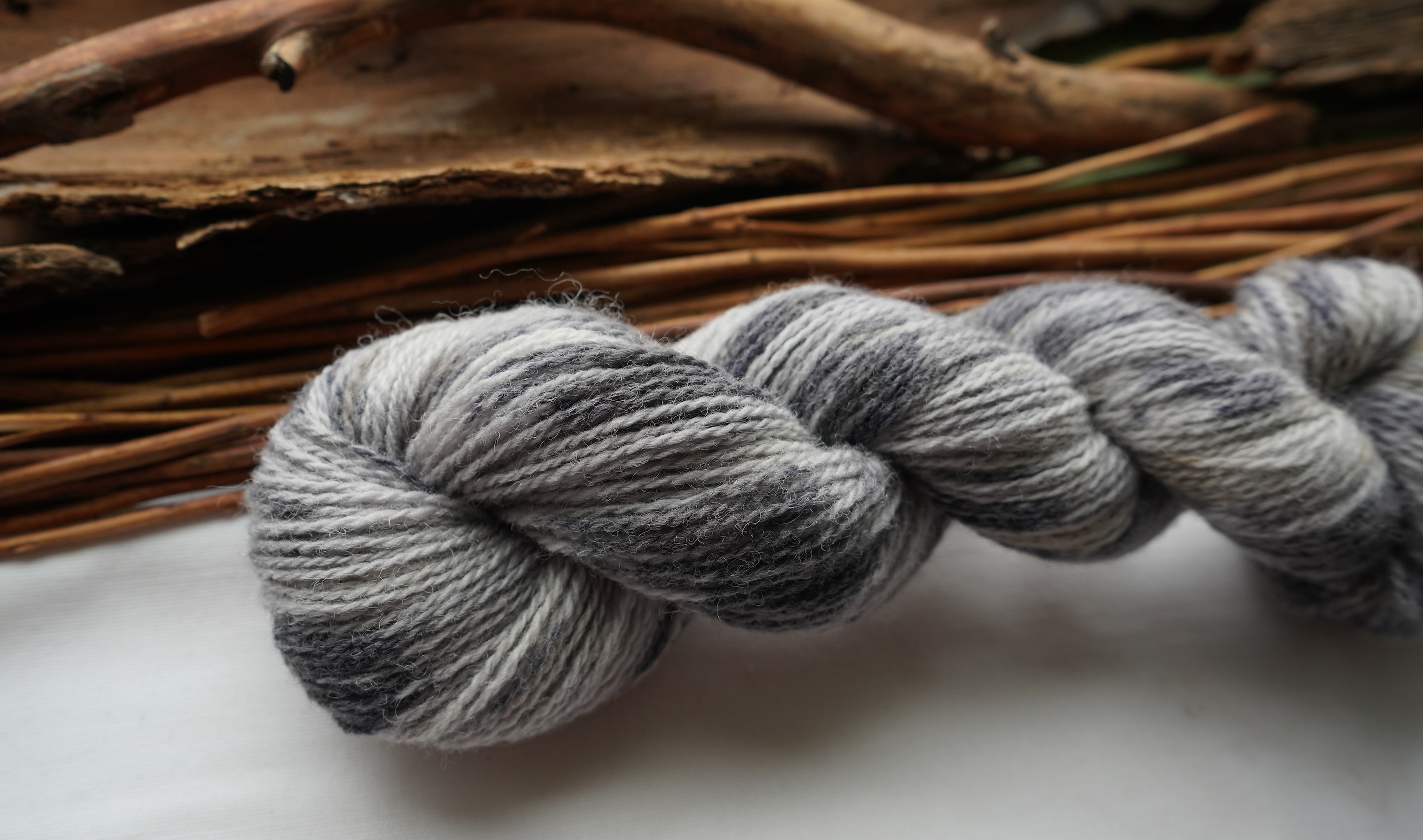 Hand-painted wool yarn "Speckled violet", 50 g 